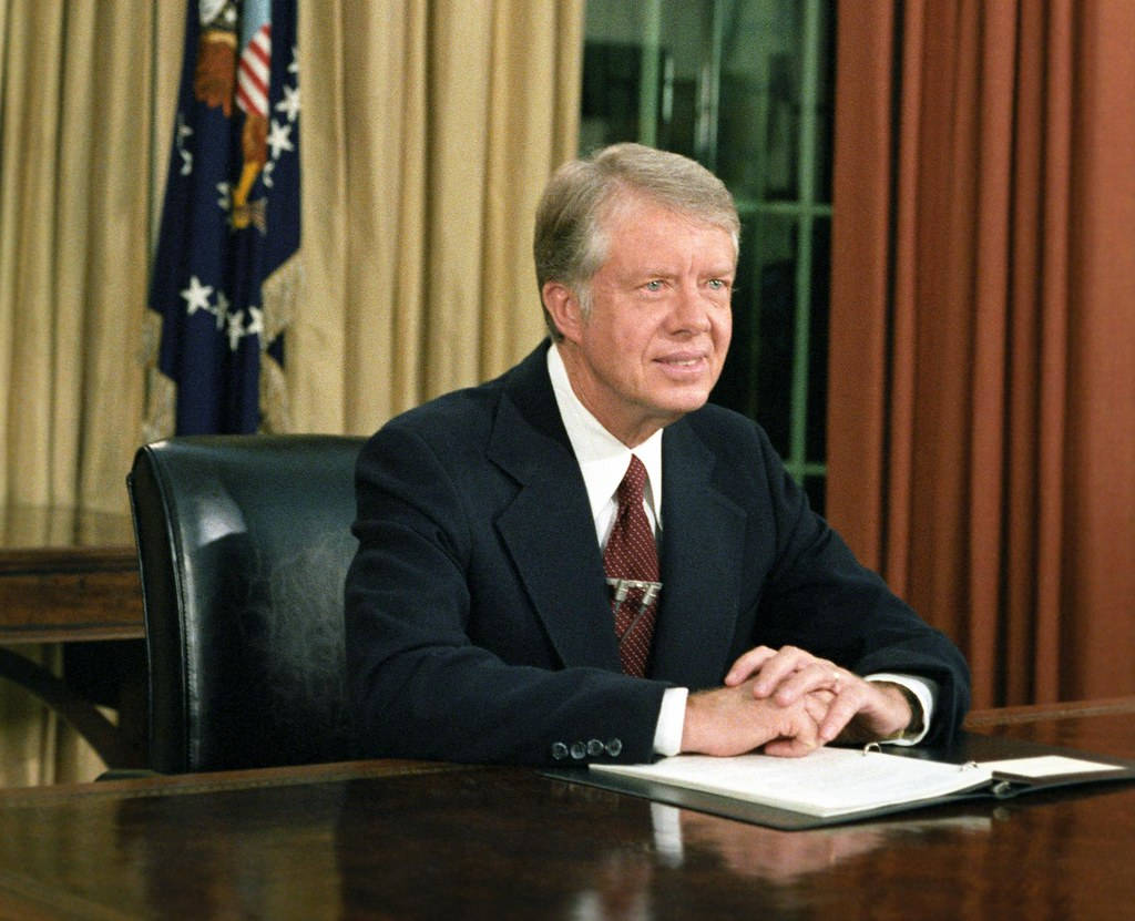 Jimmy Carter In His Office Background