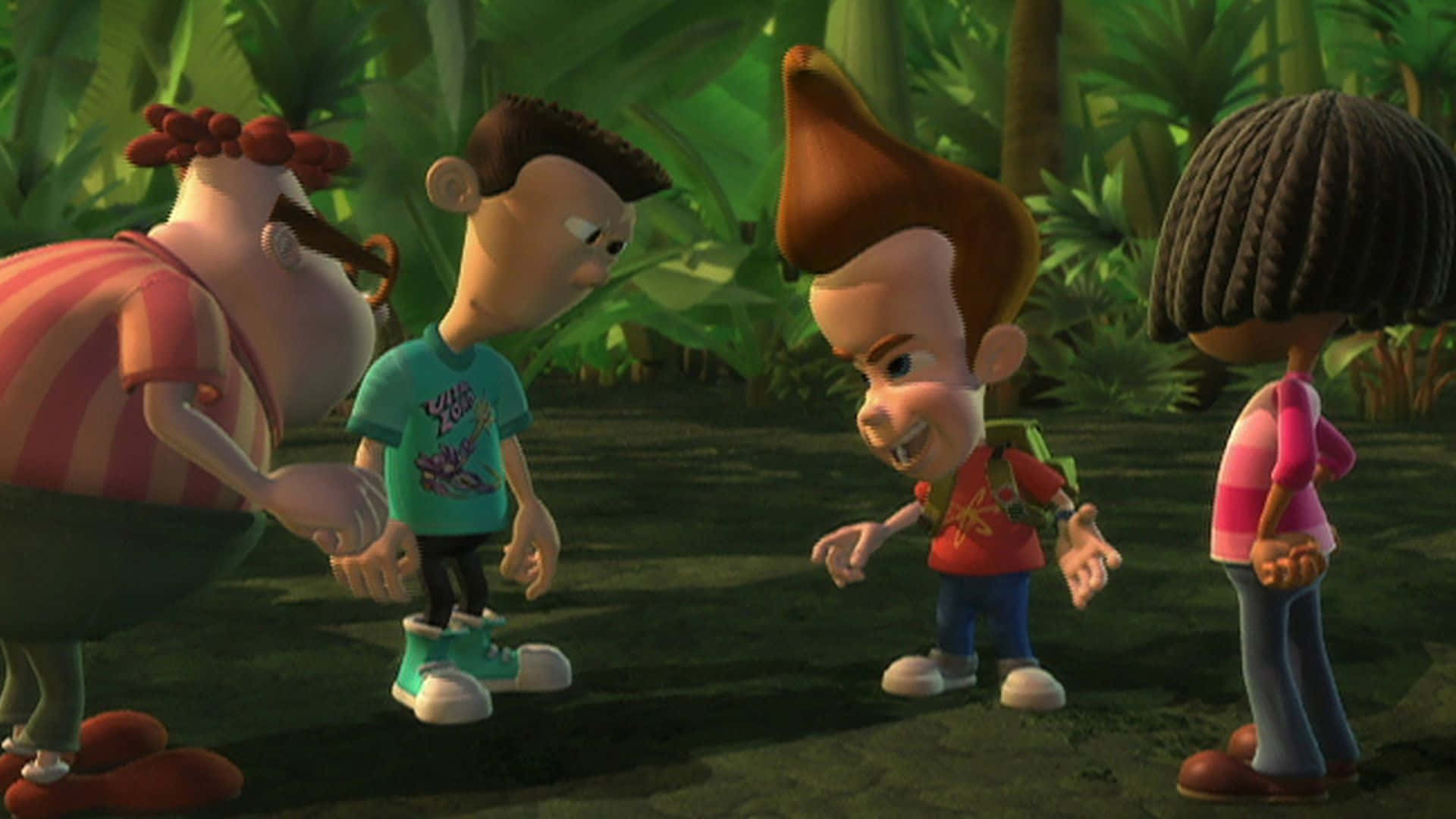 Jimmy Neutron Boy Genius Planning In Jungle Background