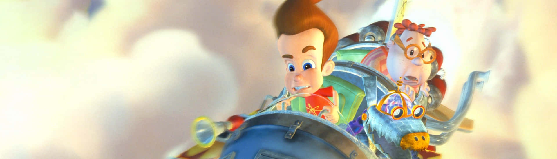 Jimmy Neutron Boy Genius With Terrified Carl Background