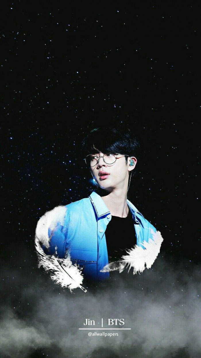 Jin Bts Cute Black Hair And Glasses Background