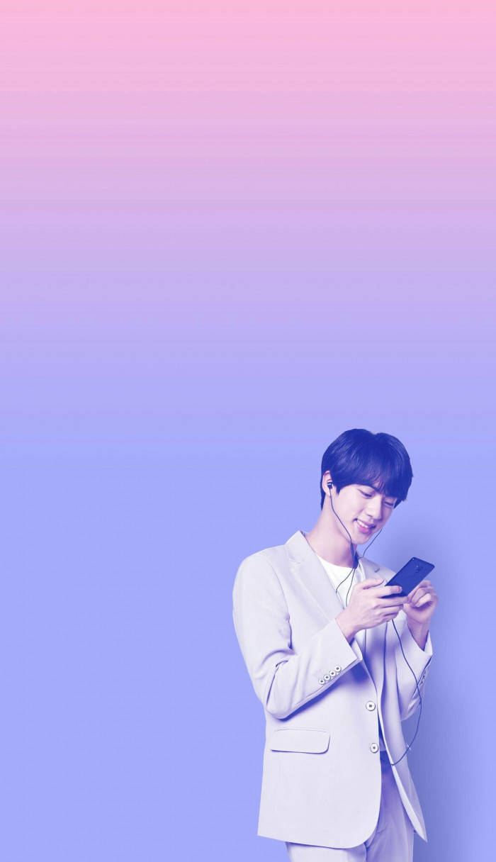 Jin Bts Cute Blue And Pink Backdrop Background