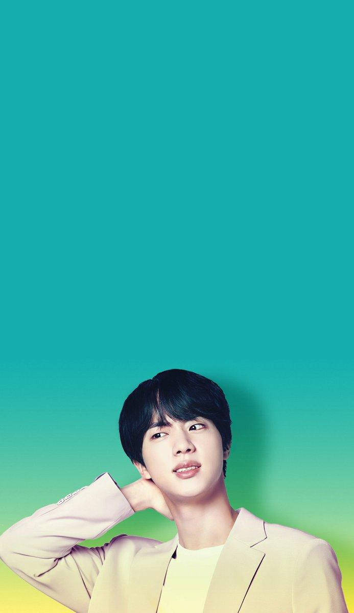 Jin Bts Cute Blue And Yellow Backdrop Background