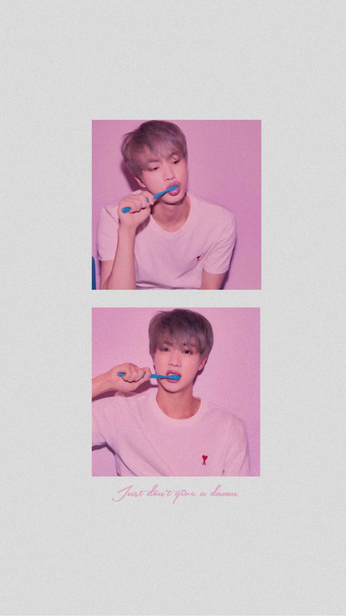 Jin Bts Cute Brushing Teeth Background