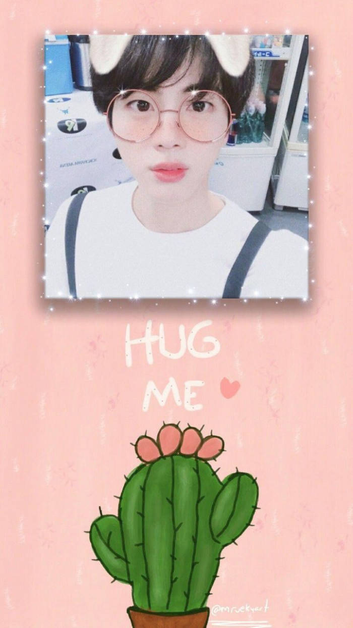 Jin Bts Cute Filter With Cactus Background