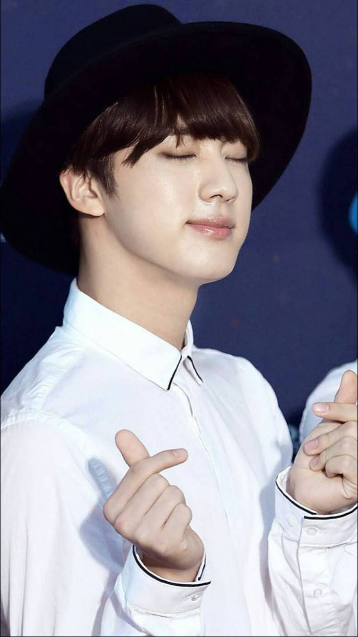 Jin Bts Cute Finger Heart Background