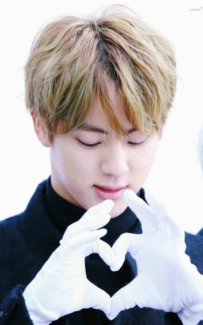 Jin Bts Cute Heart Hands Background