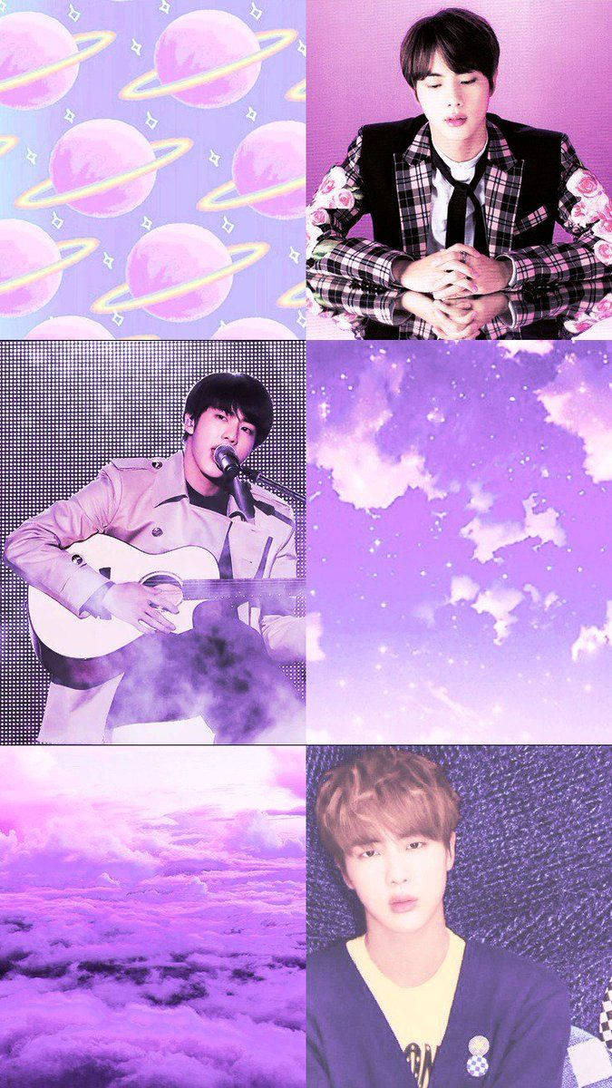 Jin Bts Cute Purple Collage