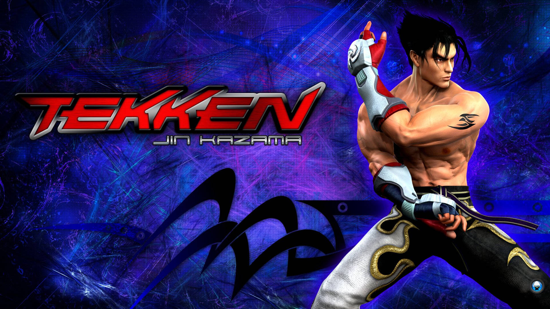 Jin Kazama In Abstract Blue Background