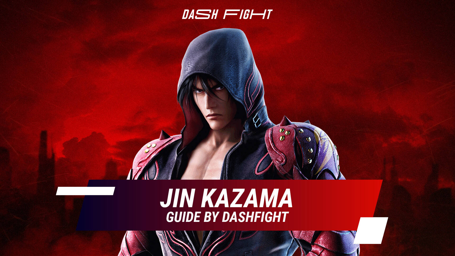 Jin Kazama In Red Aesthetic City Background