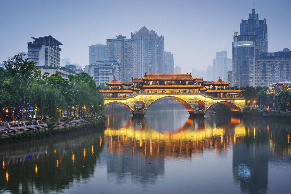 Jin River Anshun Bridge Chengdu Background