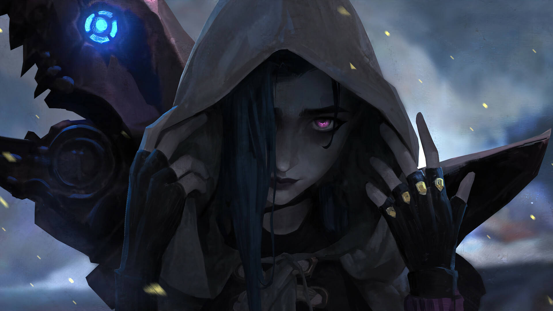 Jinx From Arcane League Of Legends In Iconic Hoodie Background