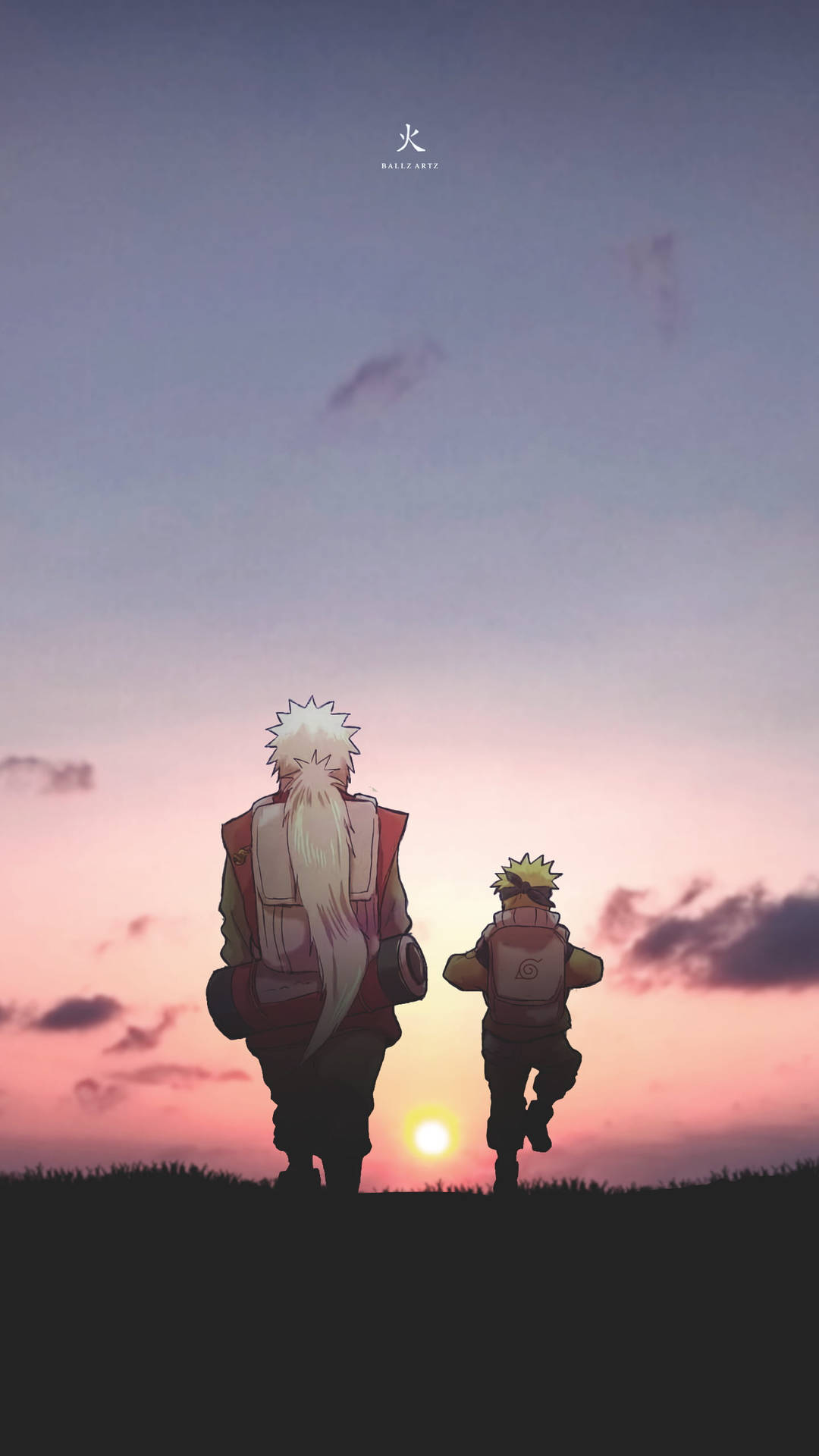 Jiraiya Walking With Naruto Mobile 4k Background