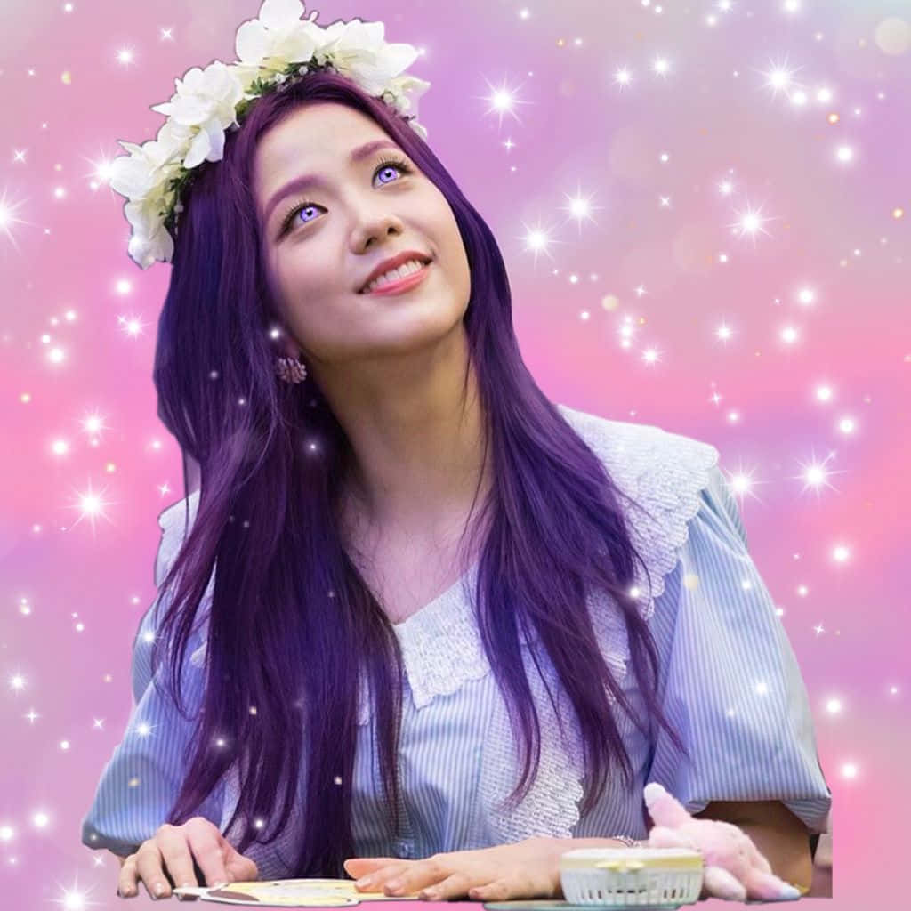 Jisoo Blackpink Purple Eyes & Hair Background