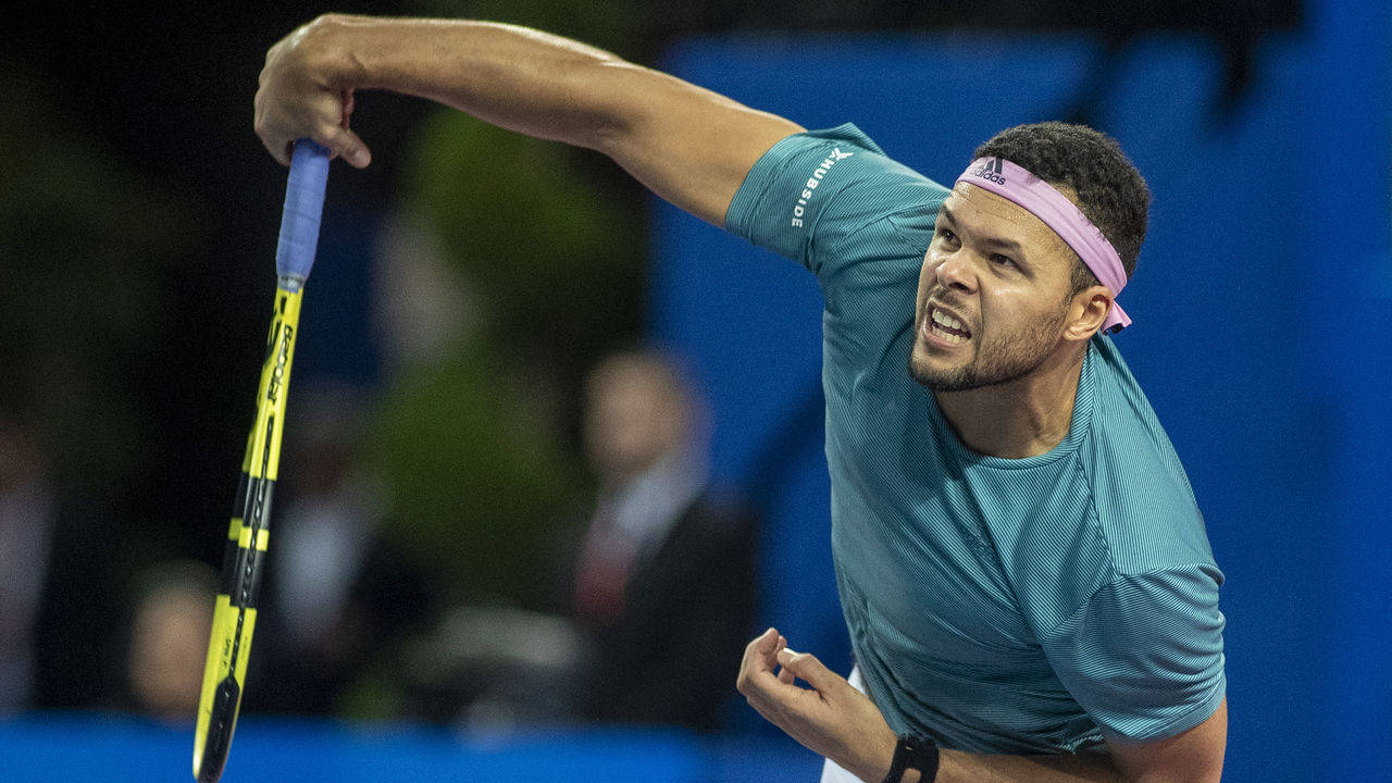 Jo-wilfried Tsonga After Serving The Ball