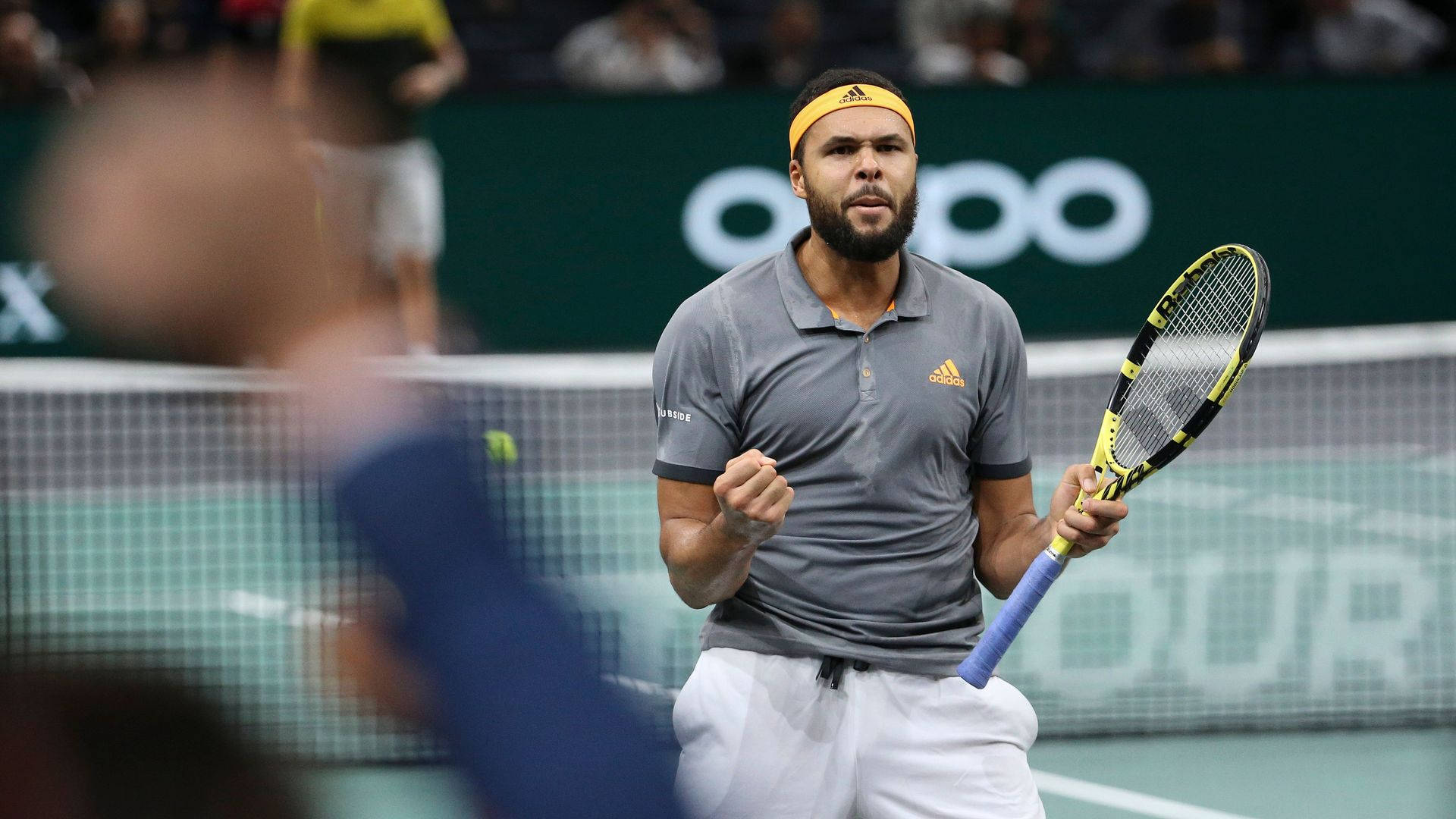 Jo-wilfried Tsonga Celebrates With A Fist Pump