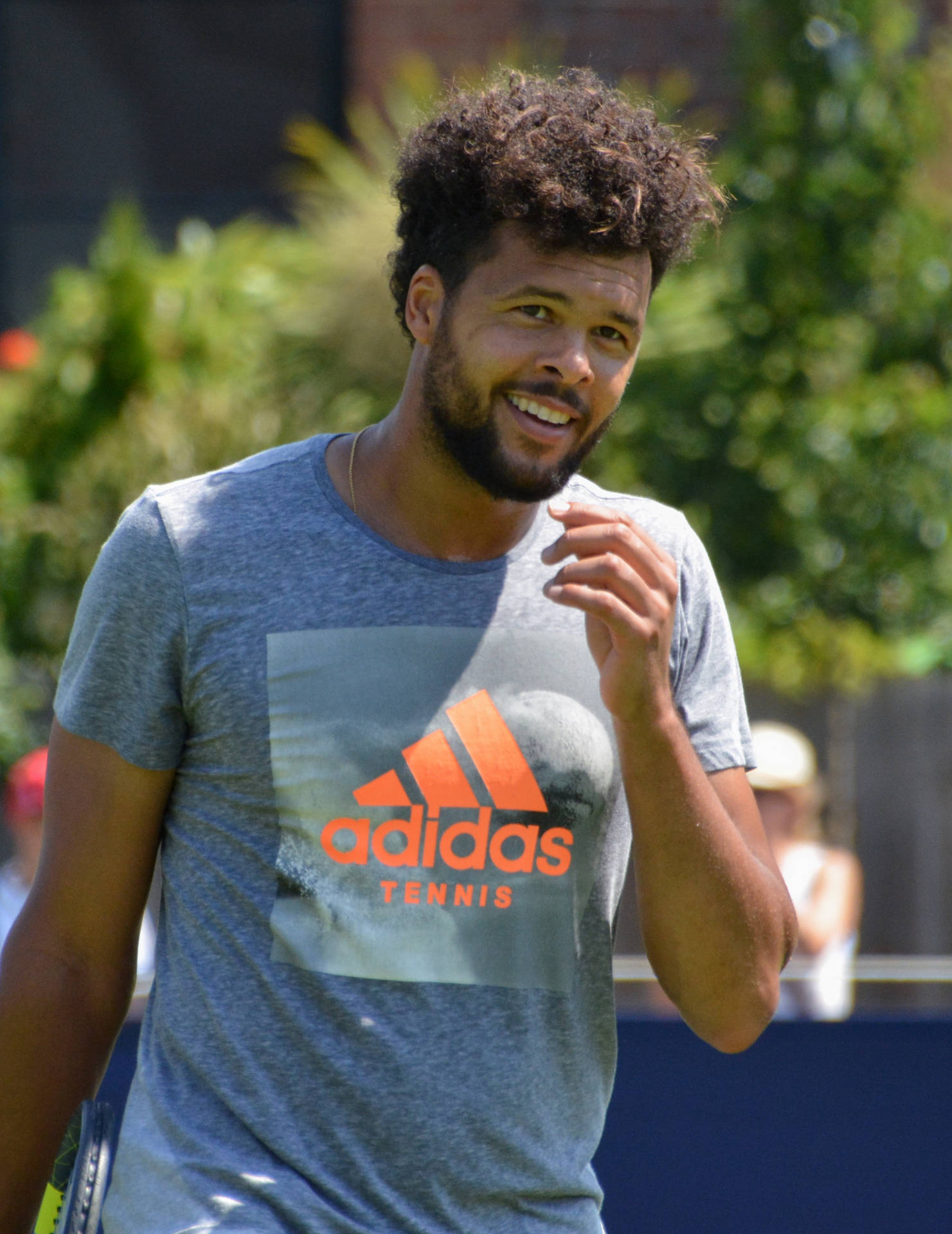 Jo-wilfried Tsonga Showcasing His Curly Hair.