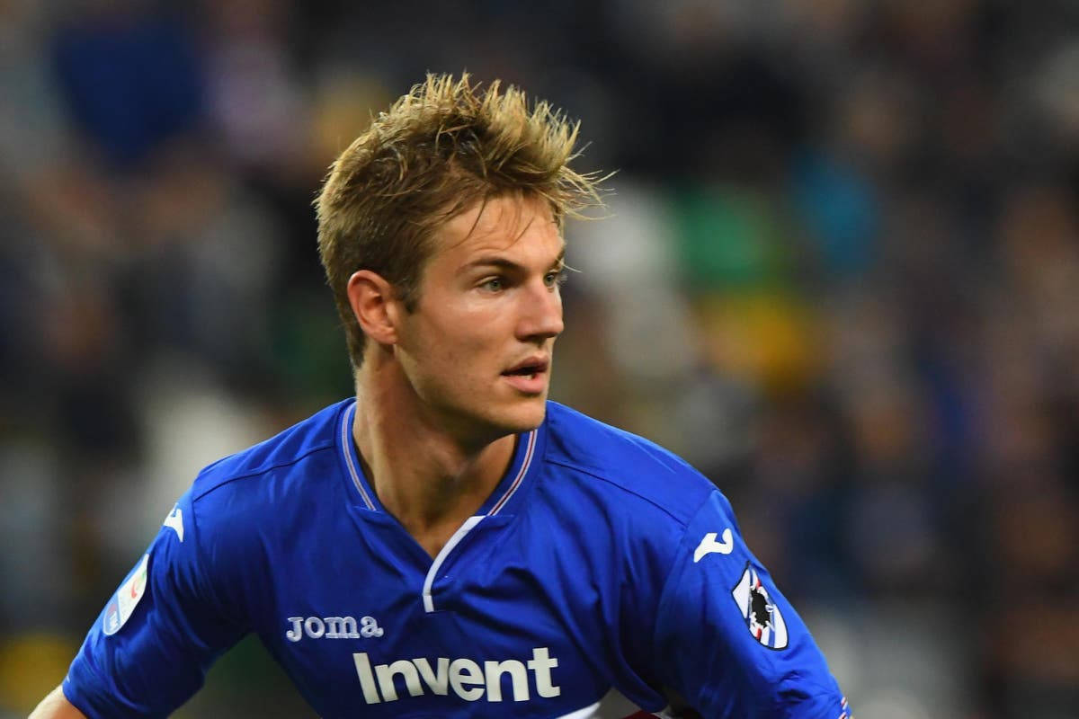 Joachim Andersen Wearing Blue Jersey Background