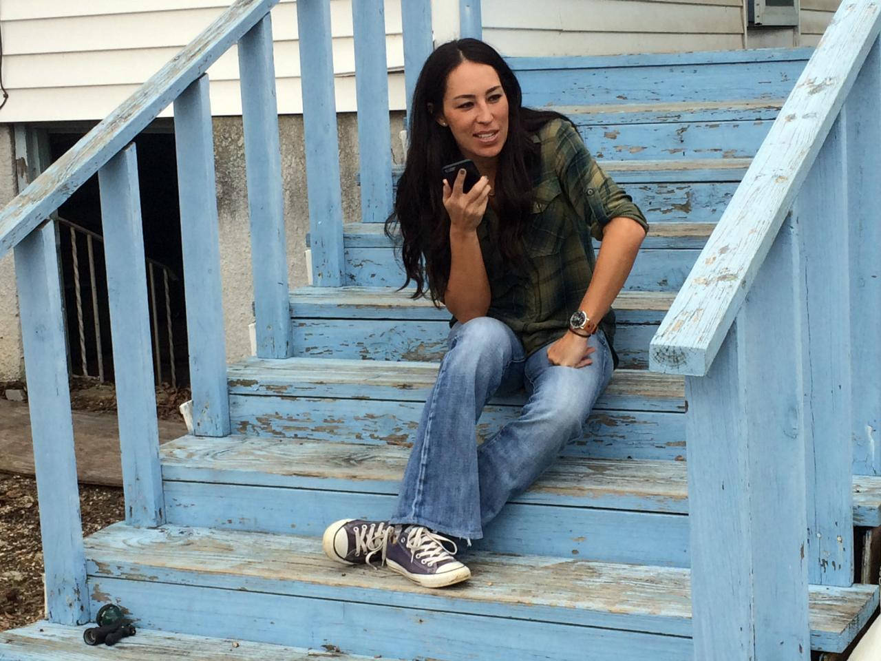 Joanna Gaines Blue Stairs Background