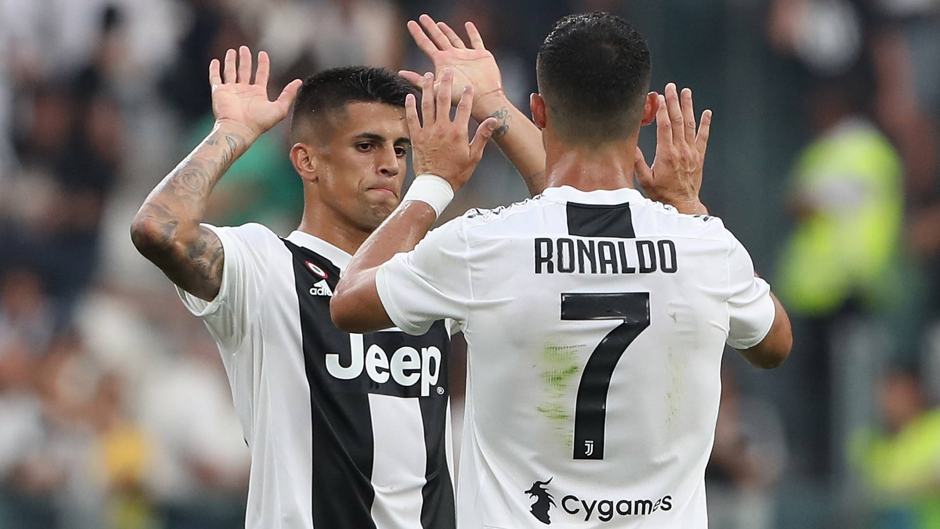 Joao Cancelo And Cristiano Ronaldo Background