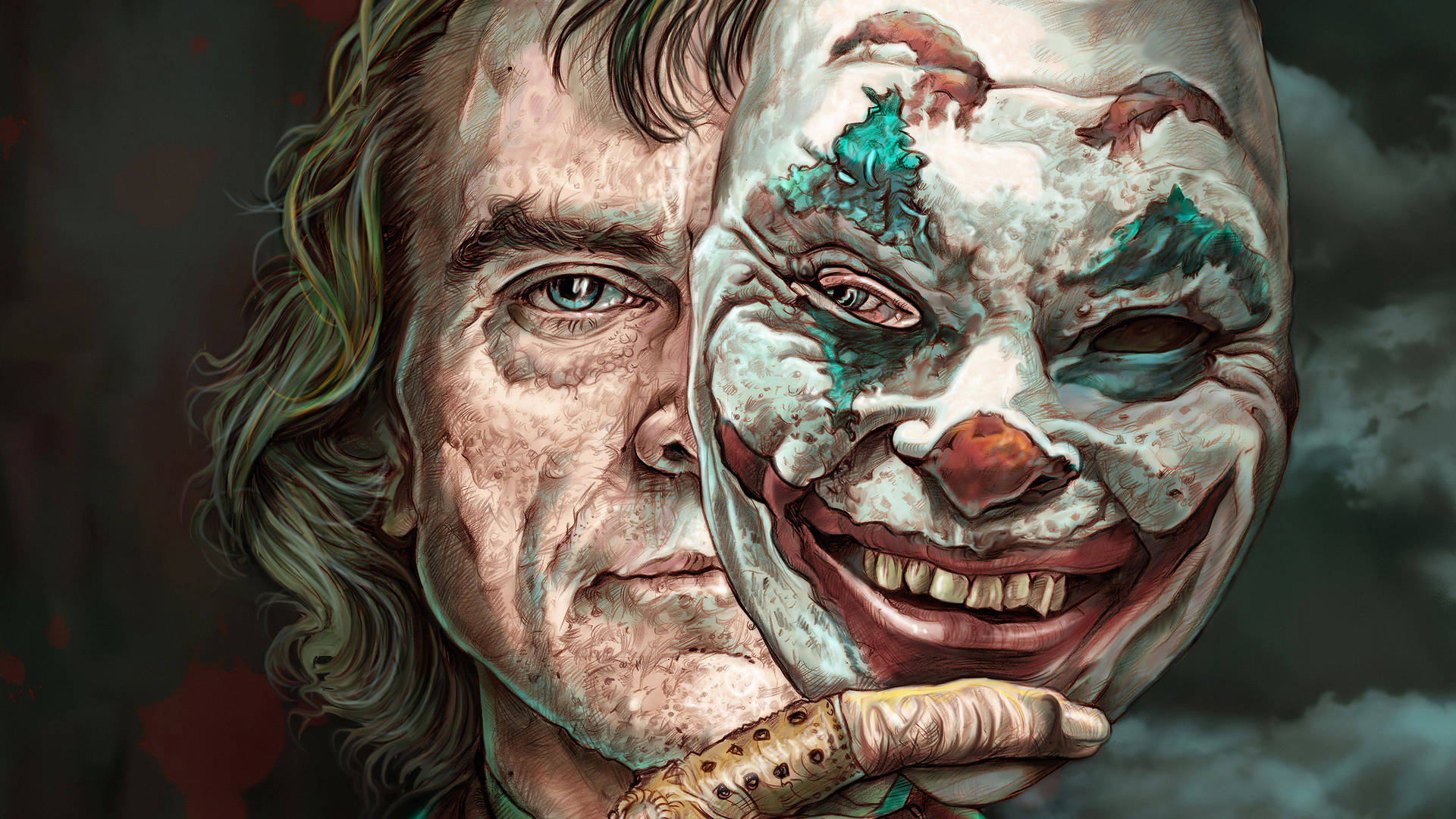 Joaquin Phoenix Face As Joker Background