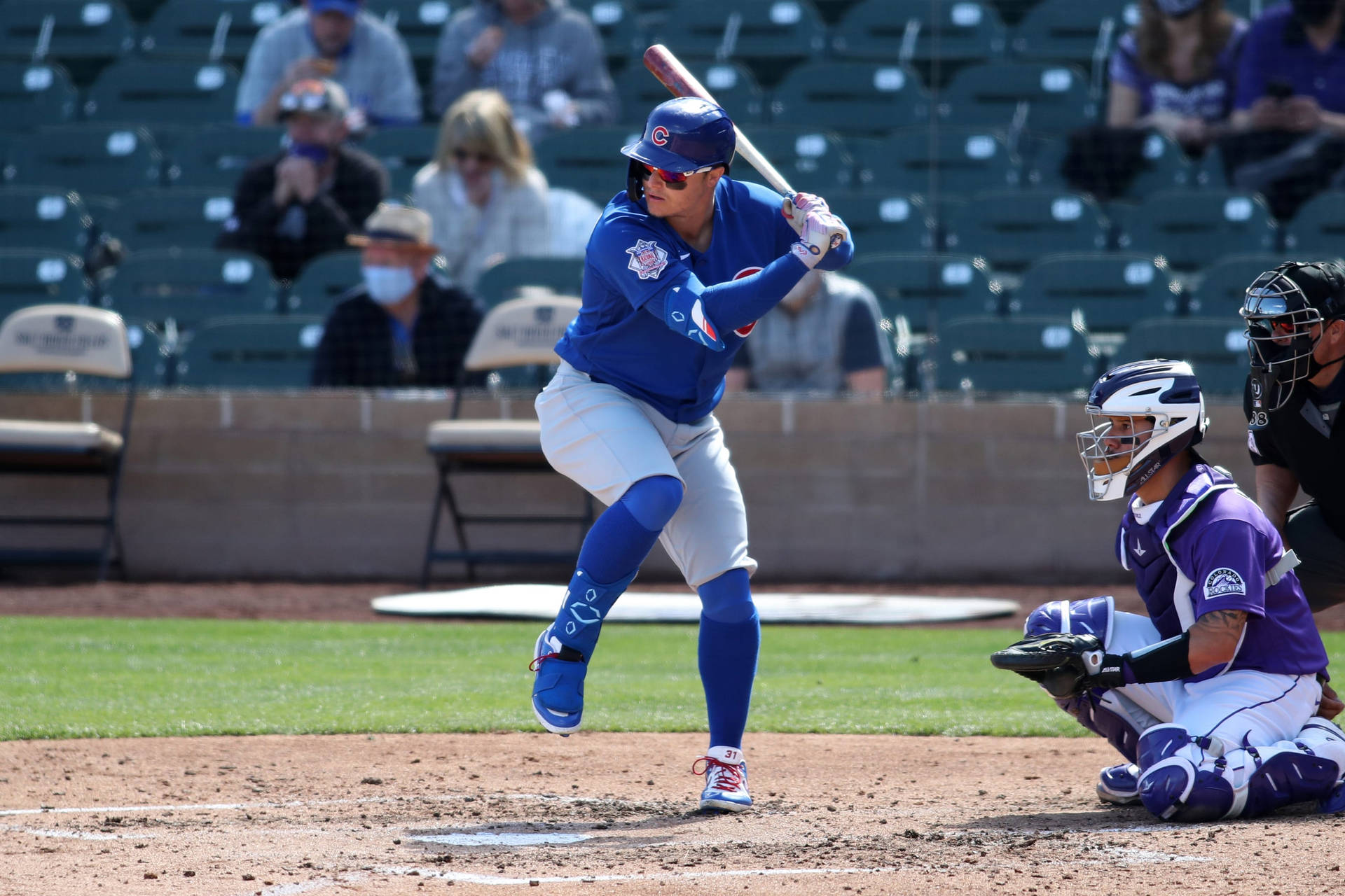 Joc Pederson In Action For The Cubs Background