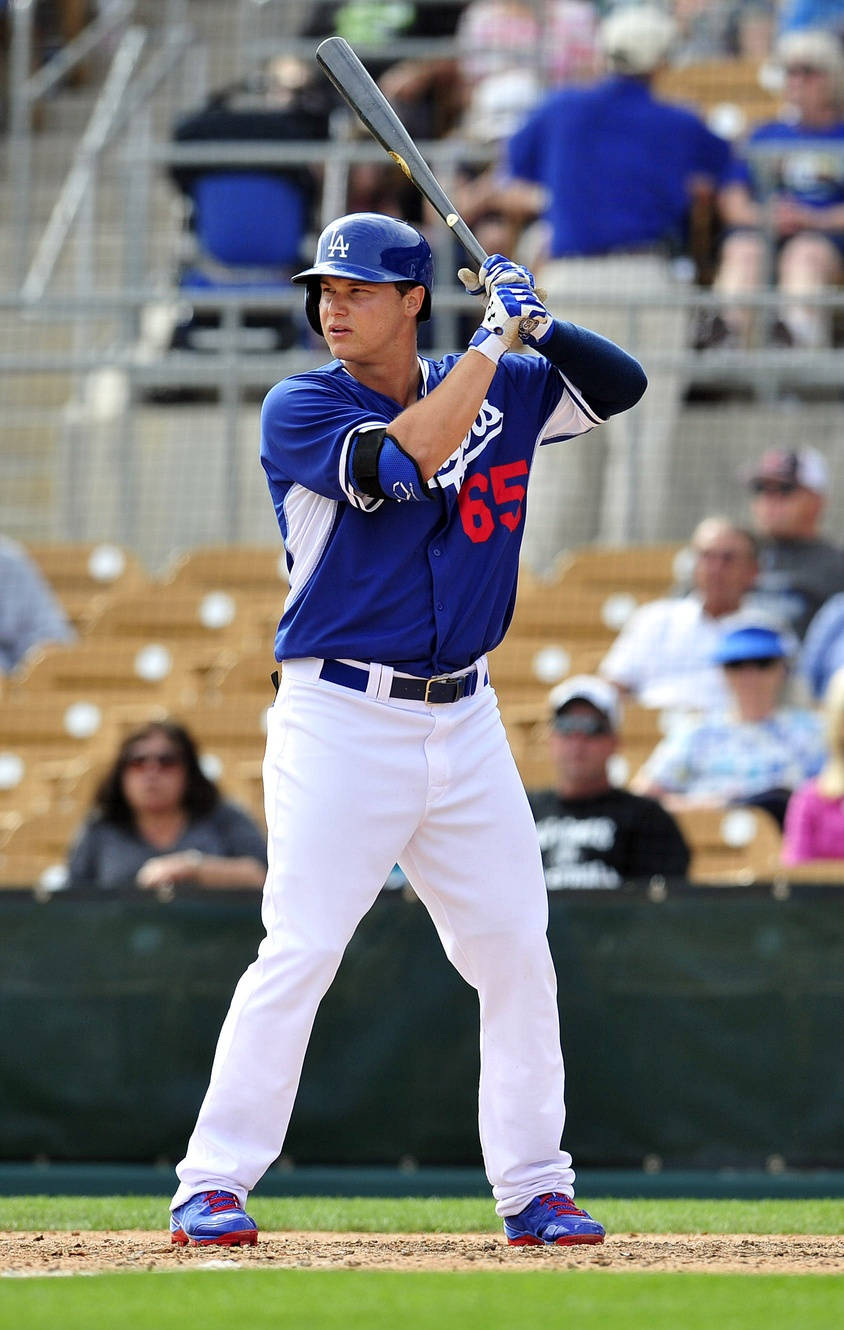 Joc Pederson In Blue Dodgers Uniform Background