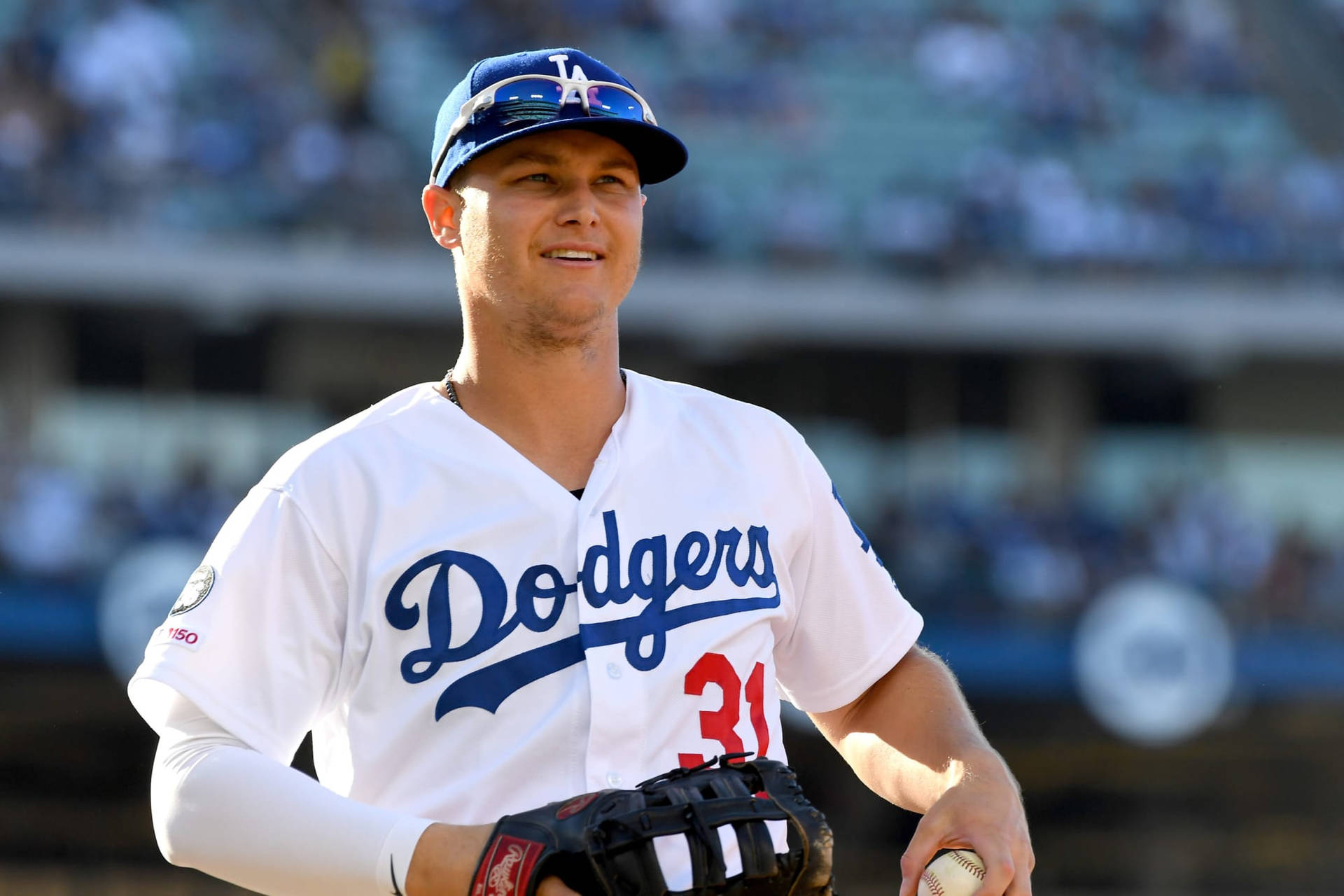 Joc Pederson In White La Dodgers Uniform Background