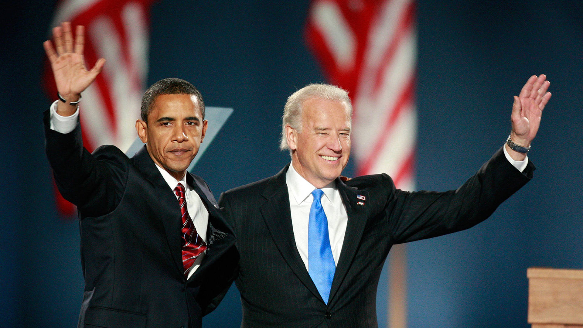 Joe Biden And Barack Obama Enjoying A Laugh Background