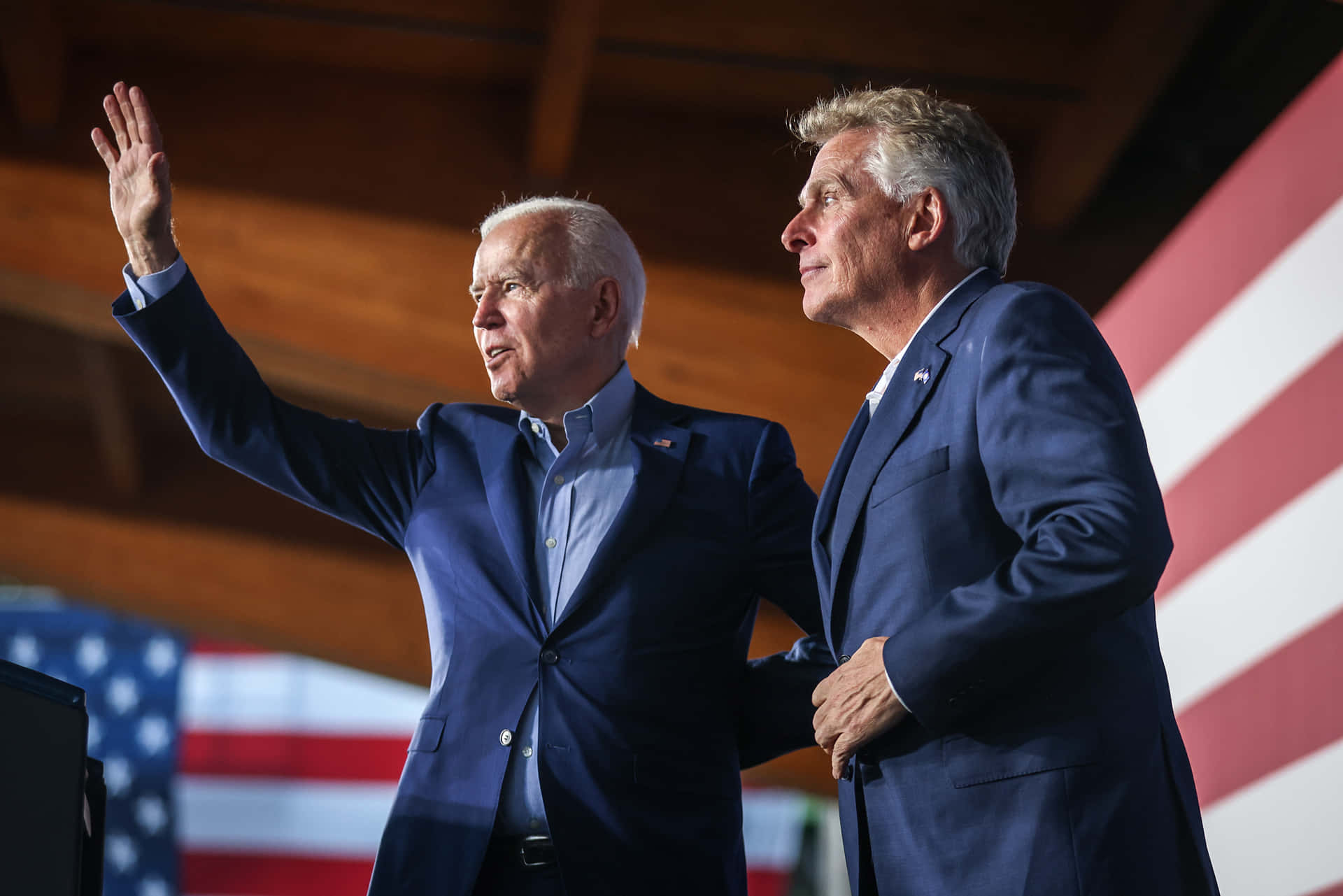 Joe Biden Standing With Terry Mcauliffe Background