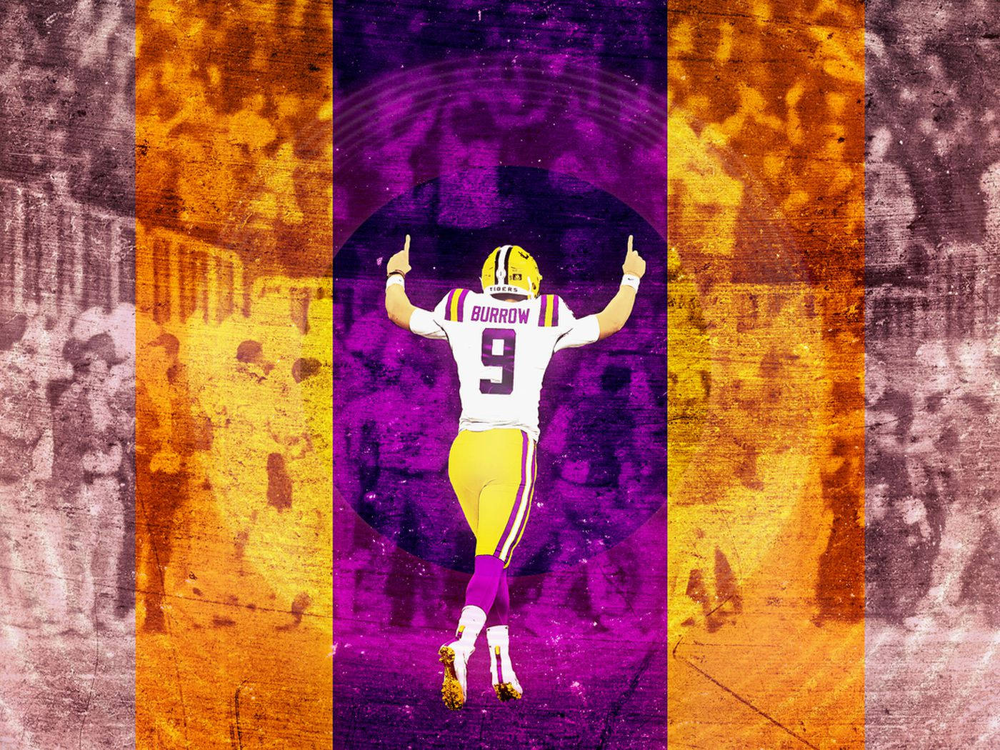 Joe Burrow Yellow Violet Art Background