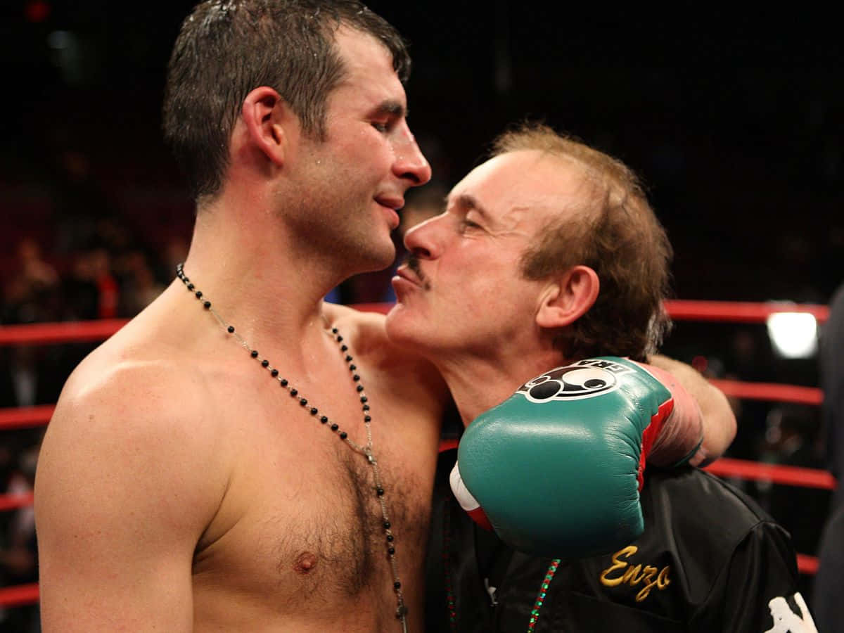 Joe Calzaghe Being Sweet With His Coach Background