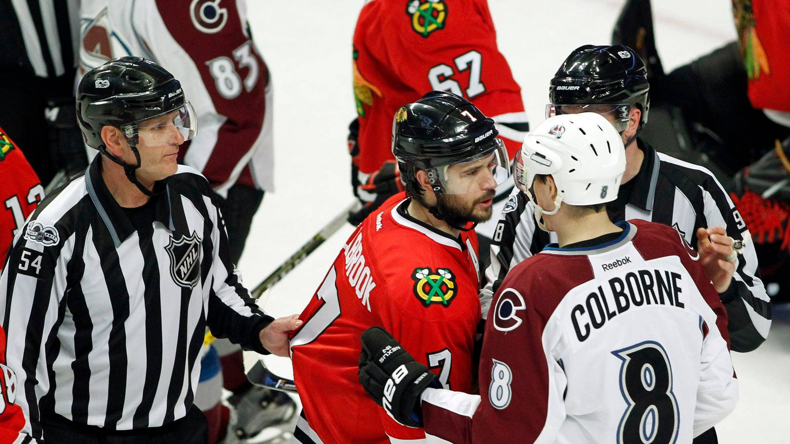 Joe Colborne Brent Seabrook Background