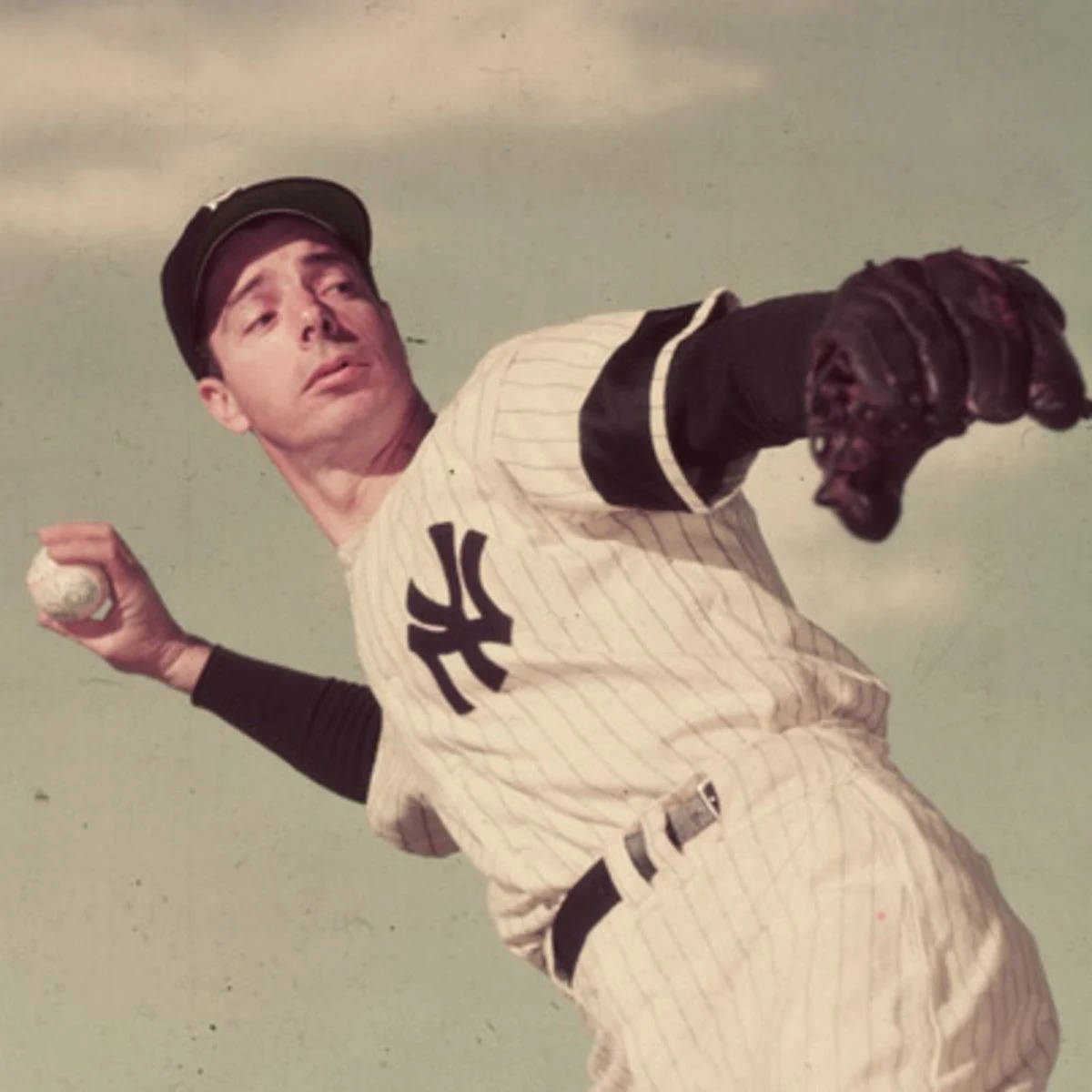 Joe Dimaggio With Baseball Background