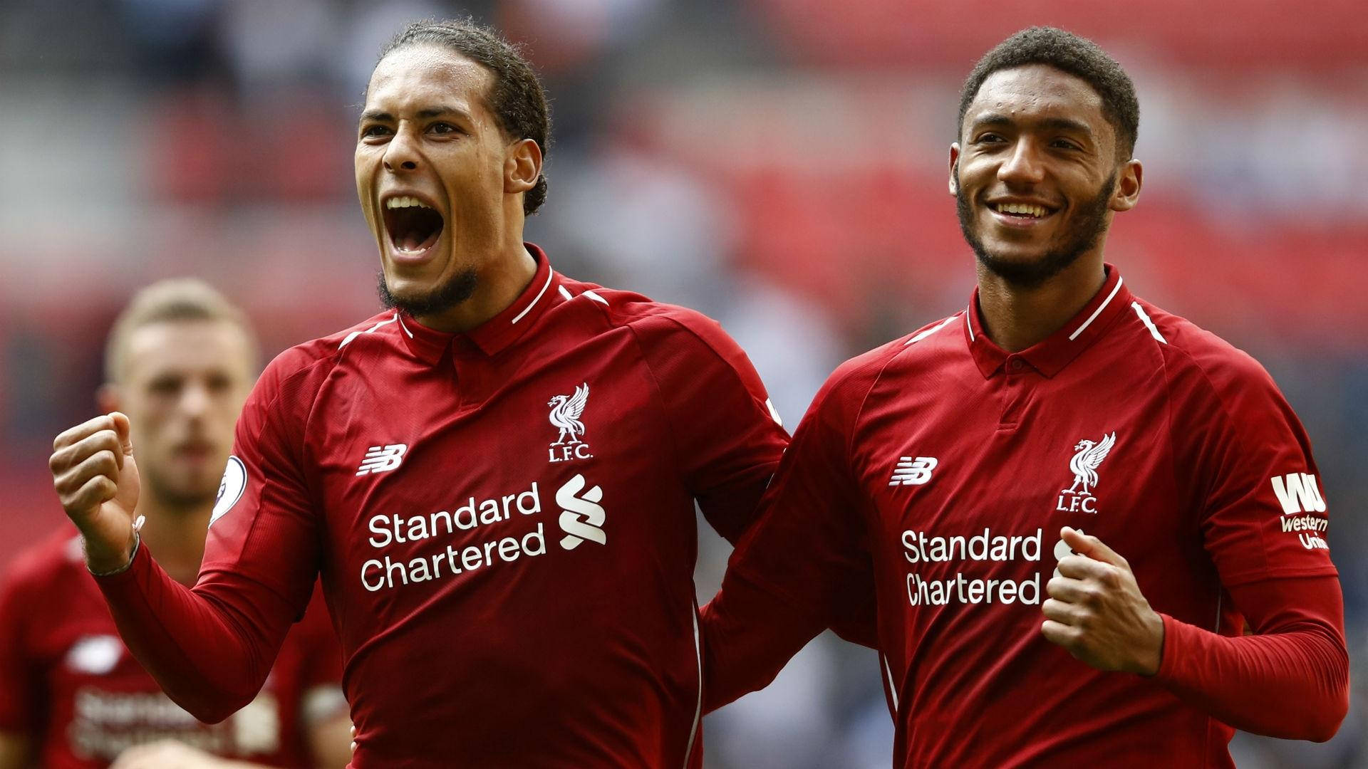 Joe Gomez With Yelling Virgil Van Dijk Background