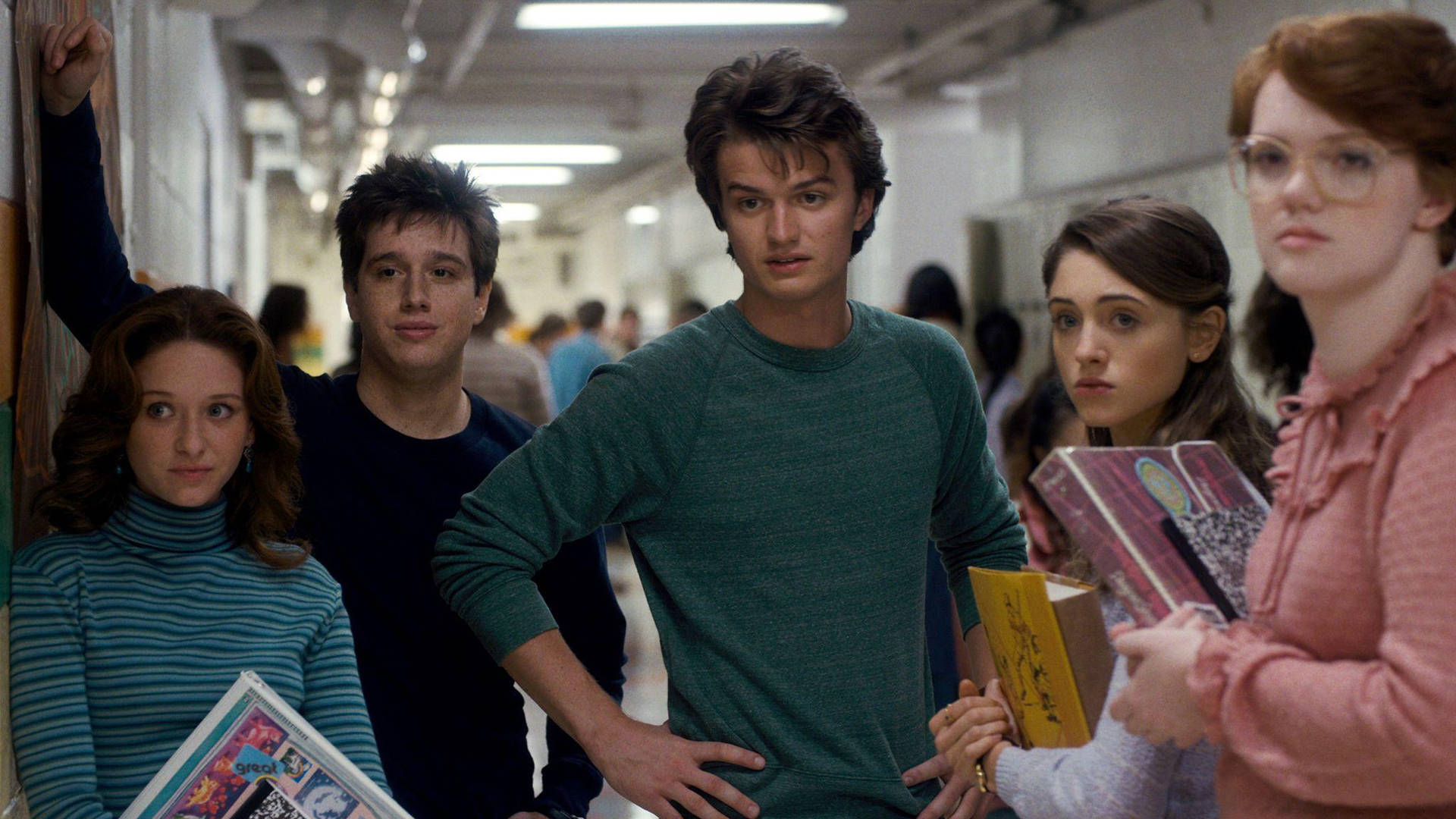 Joe Keery With His Classmates Background