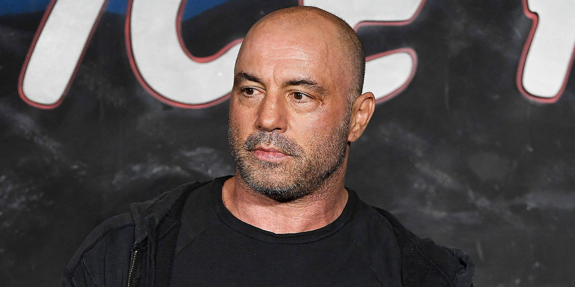 Joe Rogan Engaged In A Lively Conversation At A Public Event Background