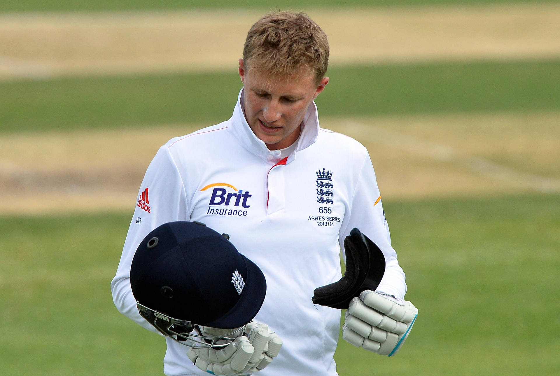 Joe Root Broken Helmet