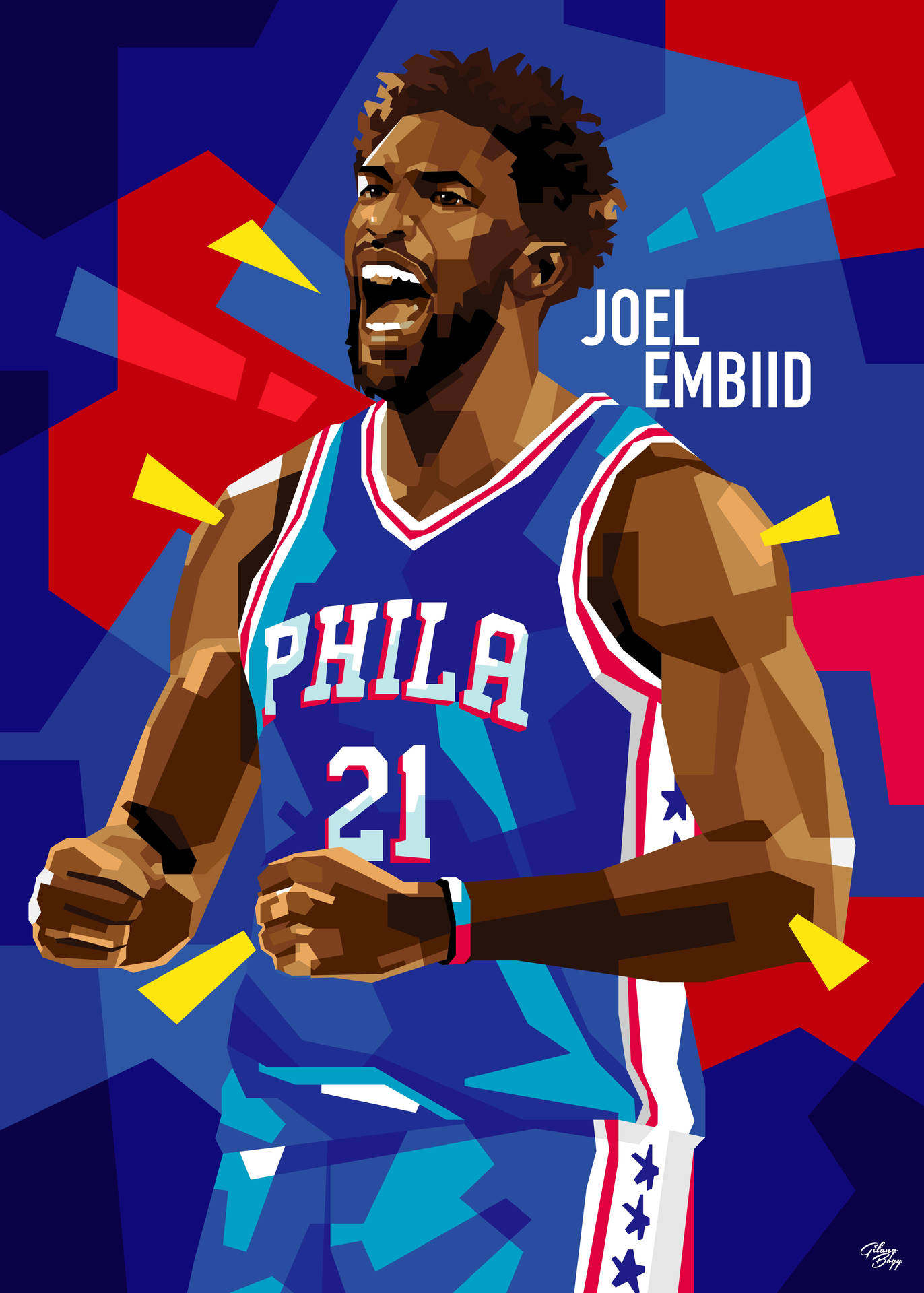 Joel Embiid Geometric Art Background