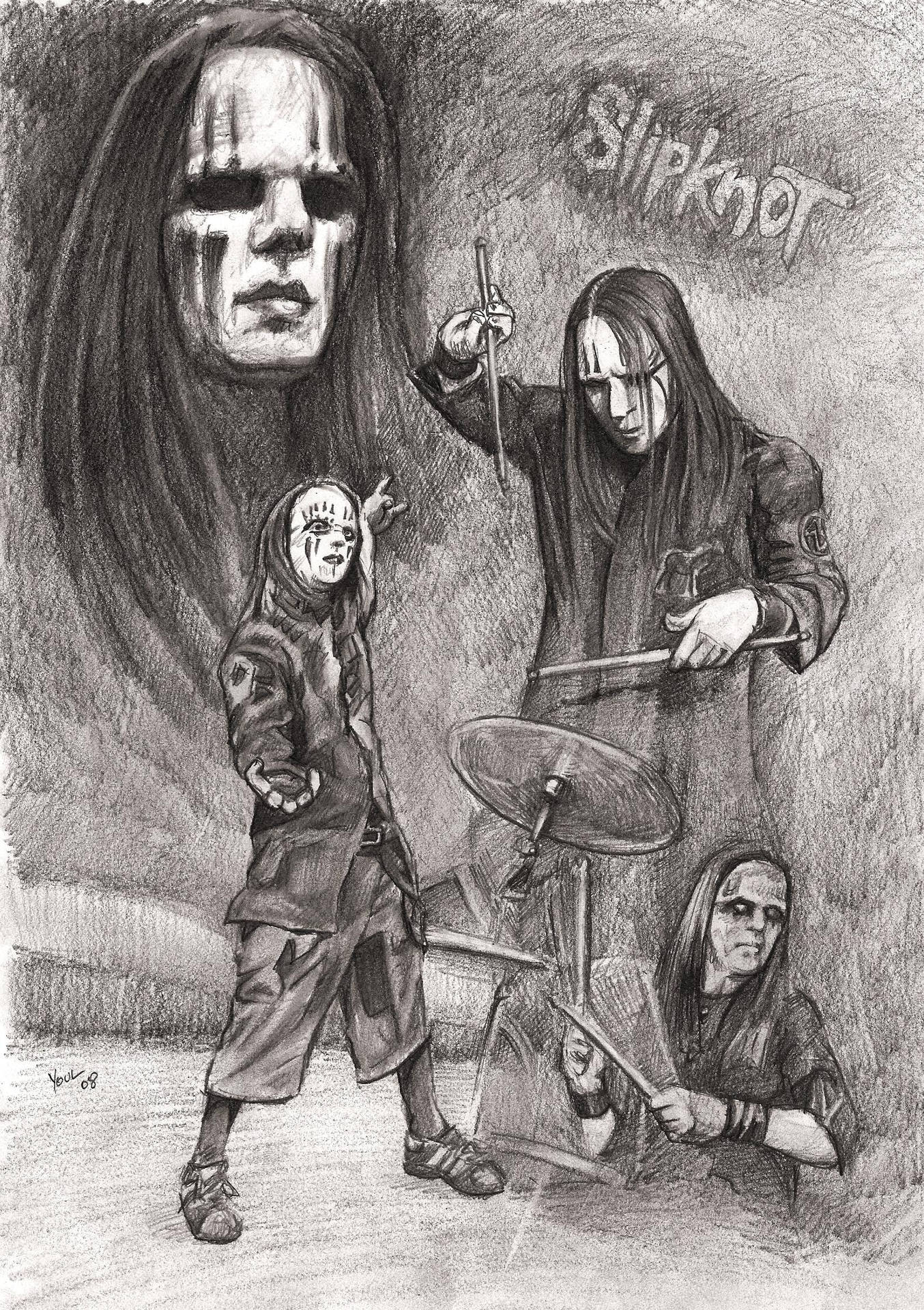 Joey Jordison Sketch Collage Background