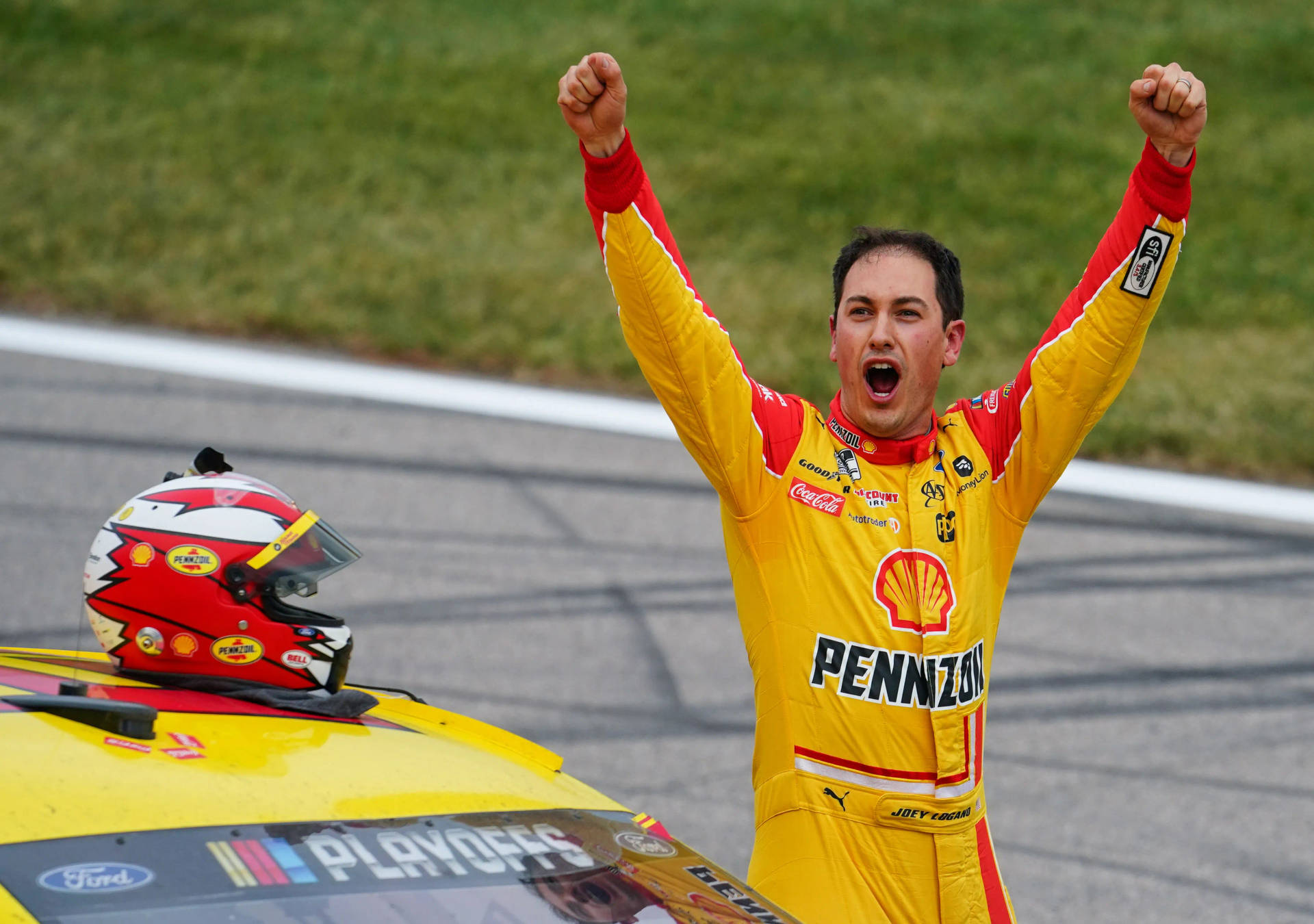 Joey Logano Cheering In Victory