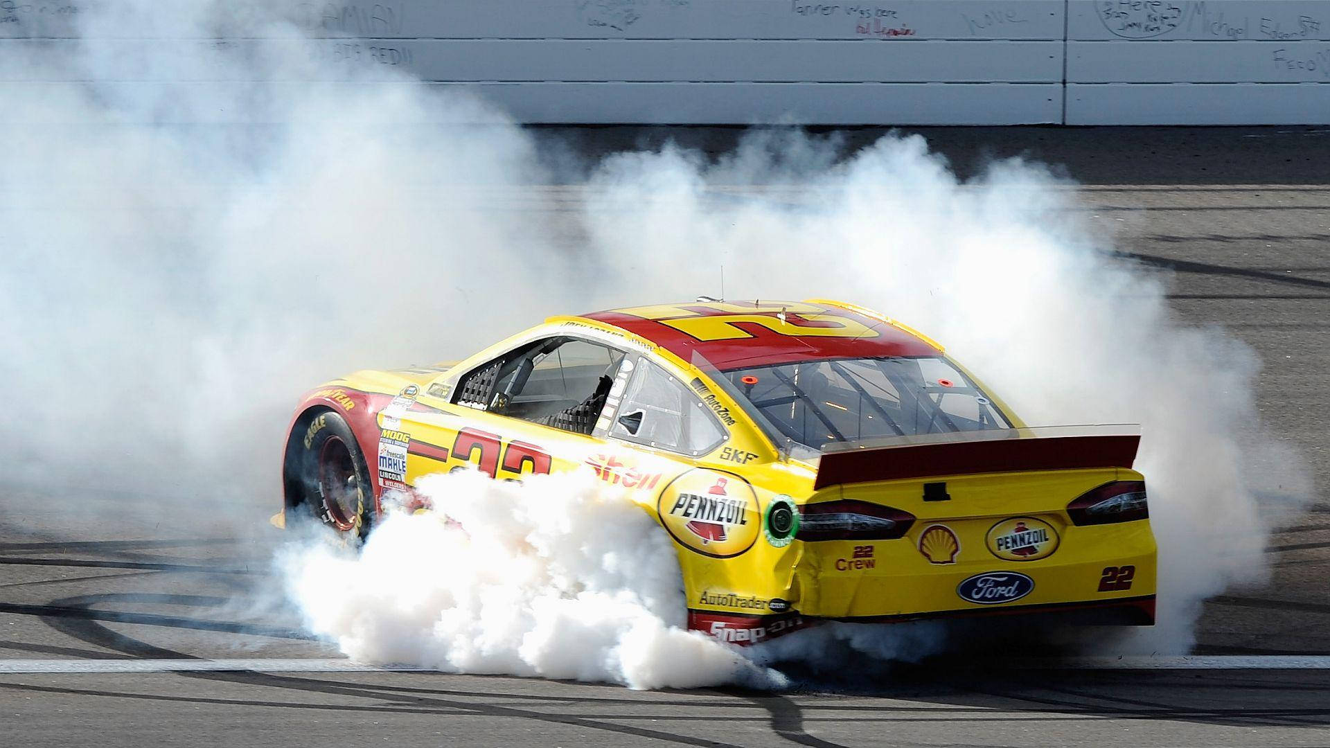 Joey Logano Race Car Smoke