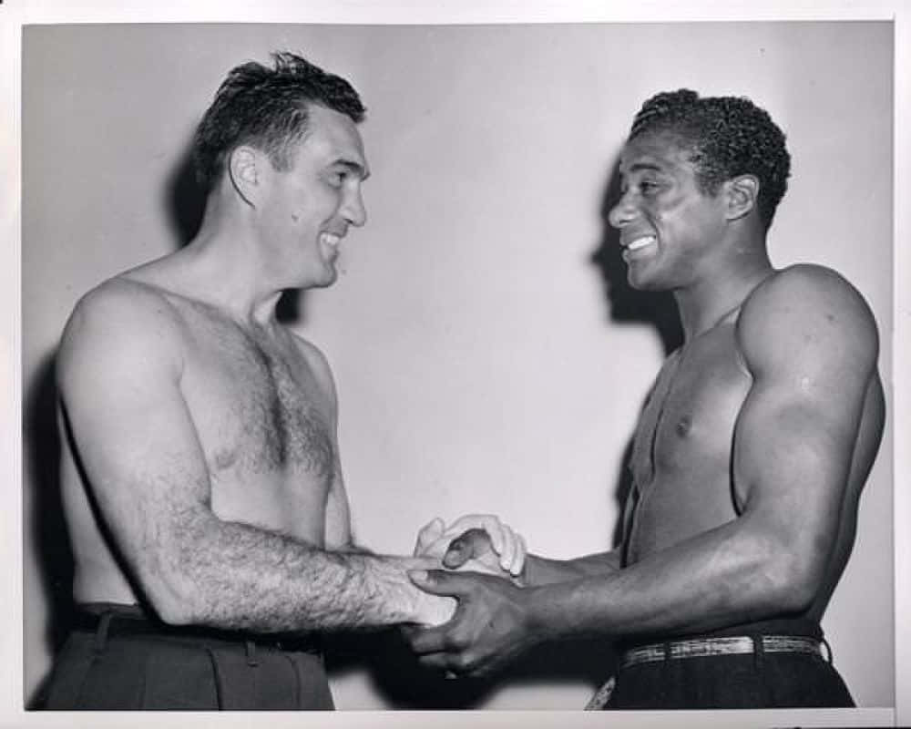 Joey Maxim And Floyd Patterson Handshake Background