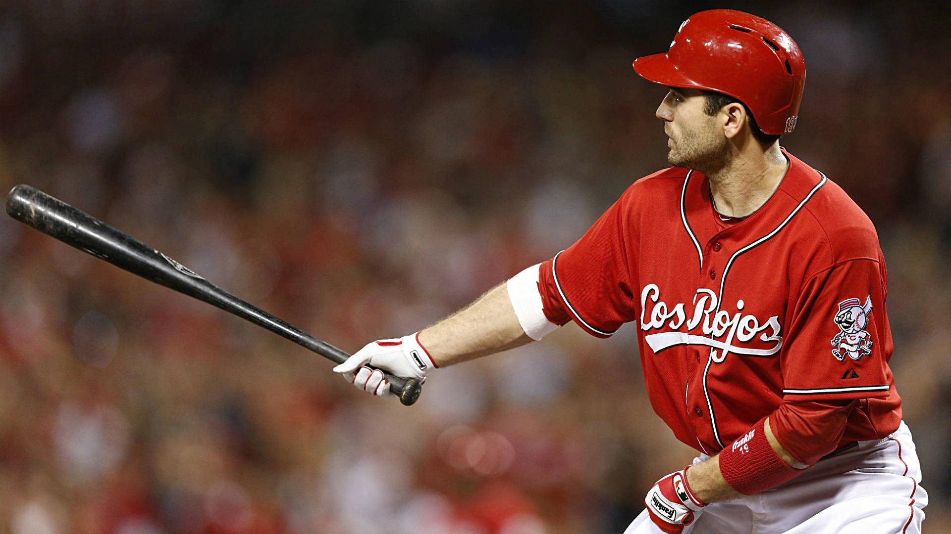 Joey Votto Reaching Out With Bat