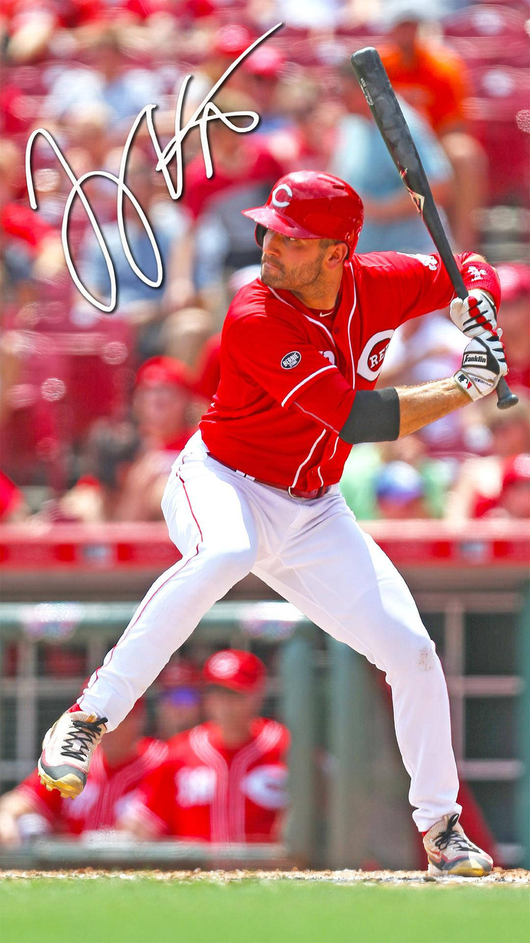 Joey Votto Red Uniform With Signature