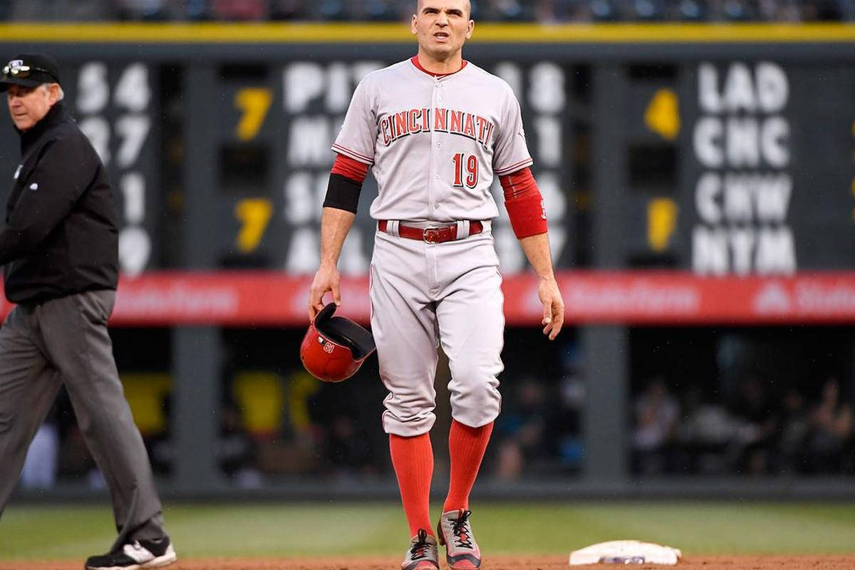 Joey Votto Removes His Helmet