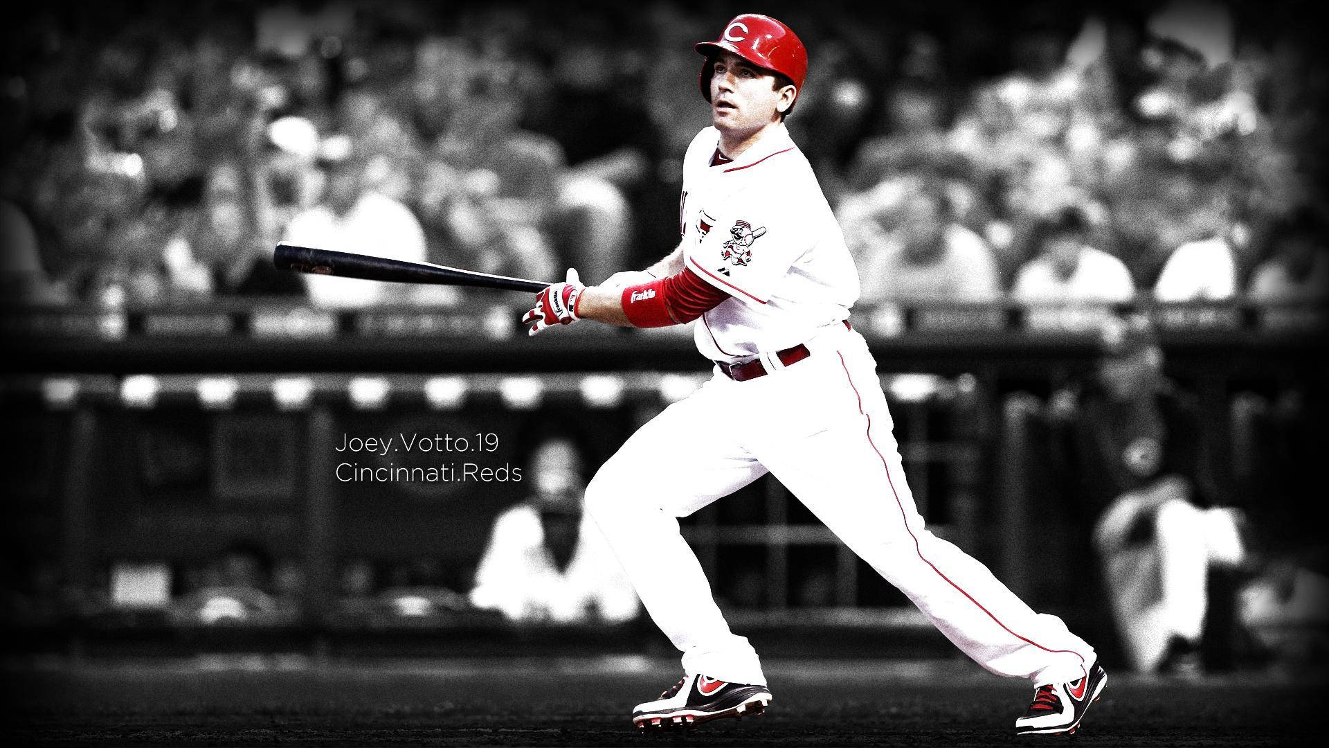 Joey Votto Running With A Bat Background