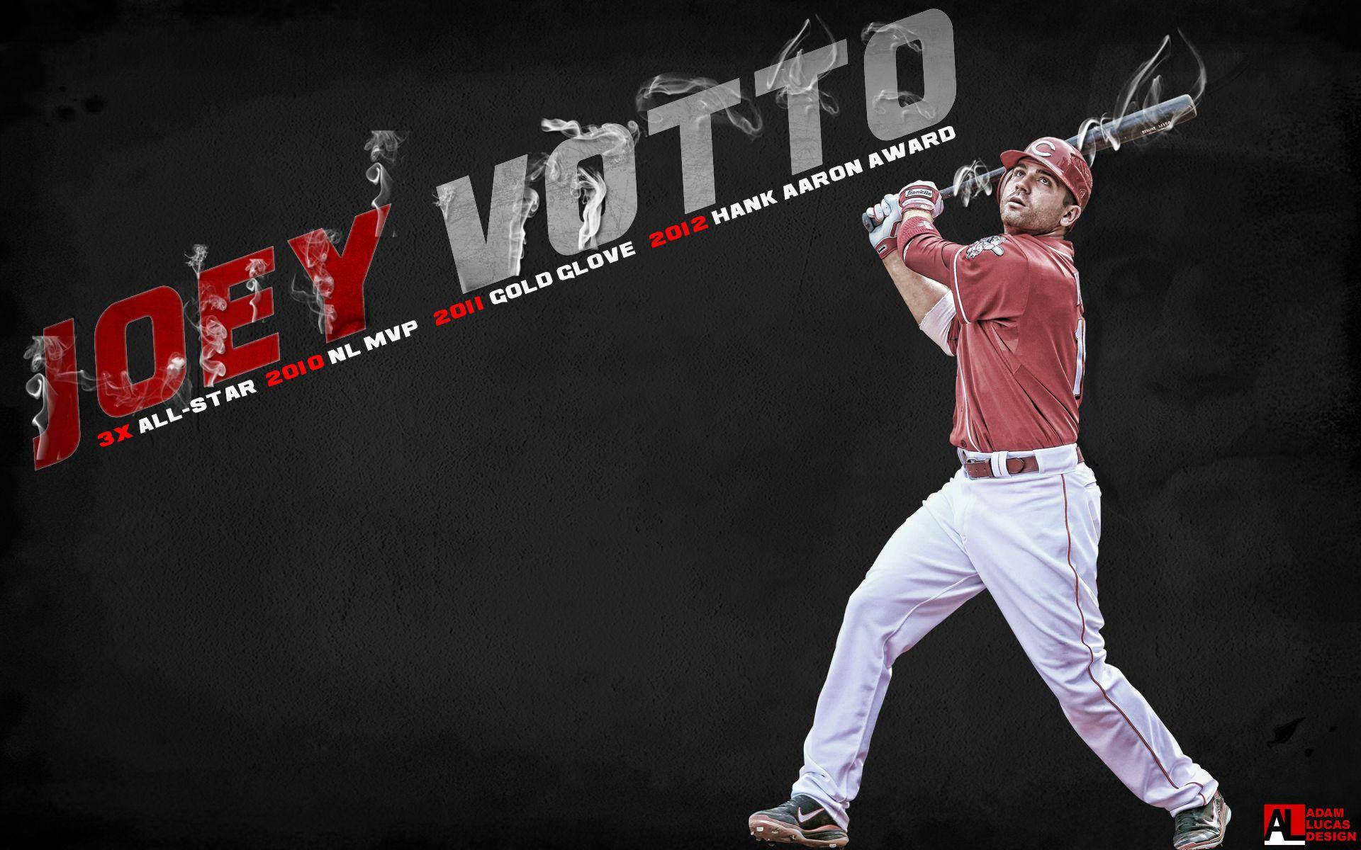 Joey Votto Swinging Bat Black Backdrop