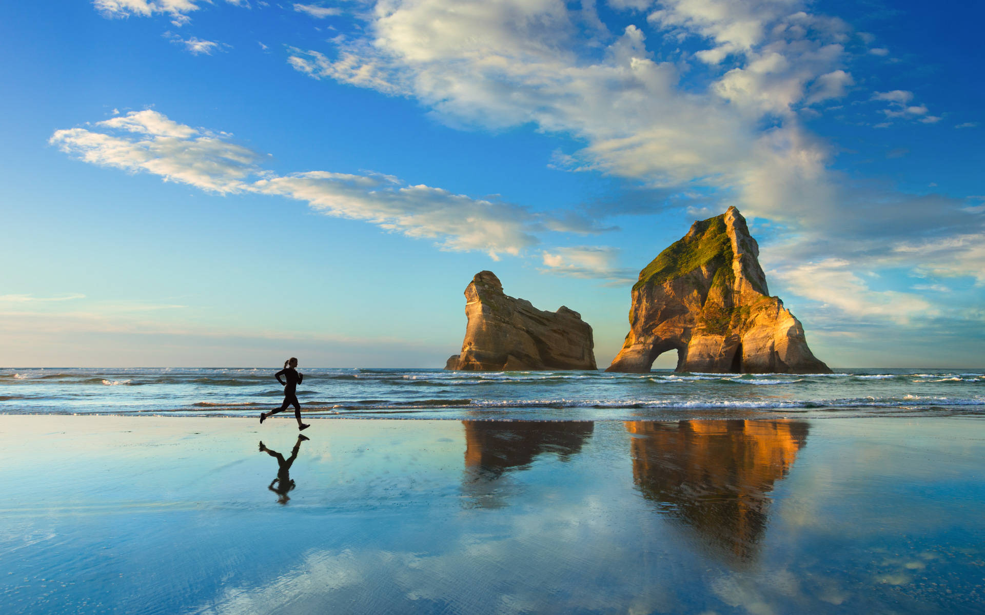 Jogging By Beach Original Windows Background