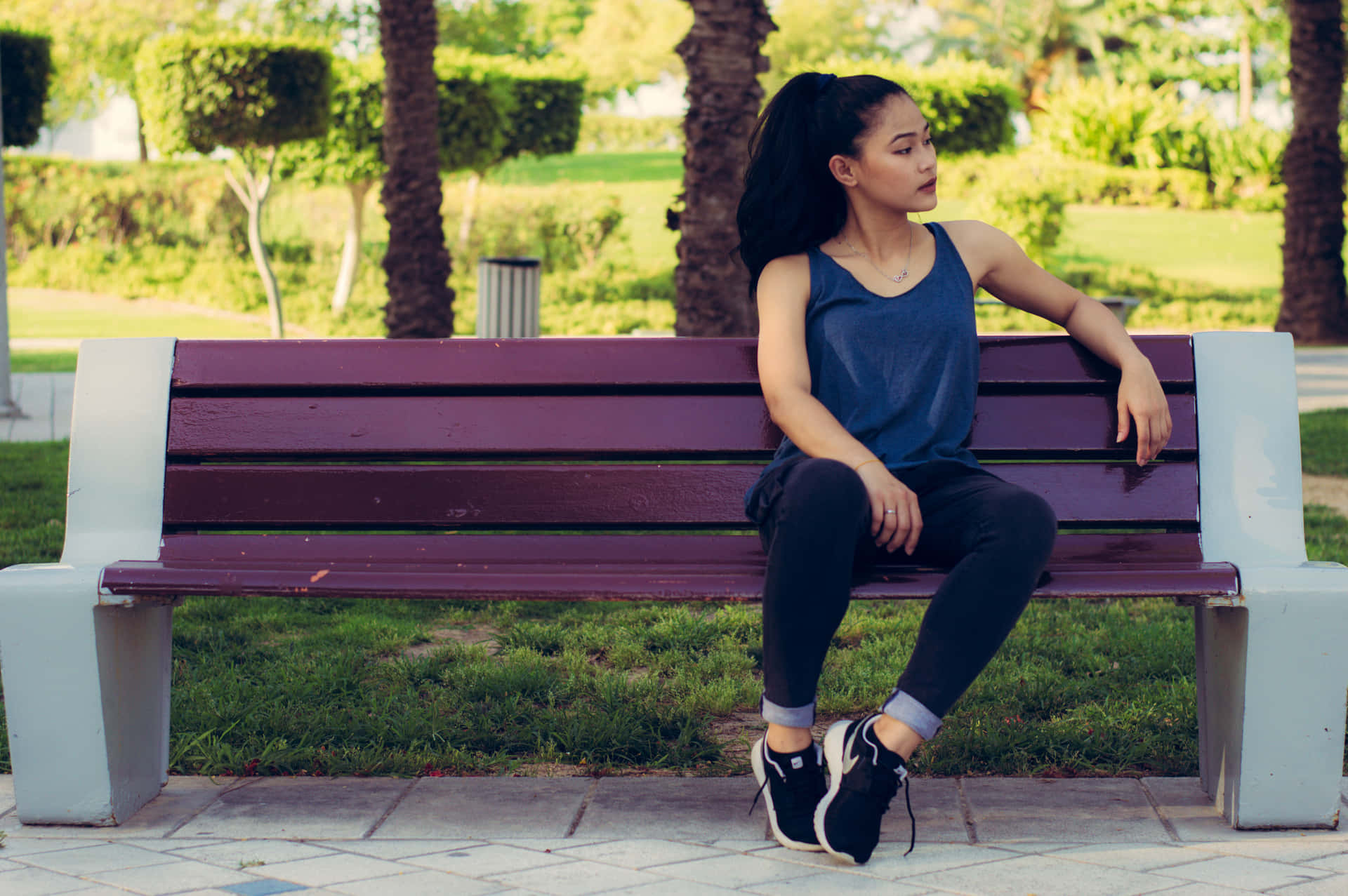 Jogging Girl Sit Down Background