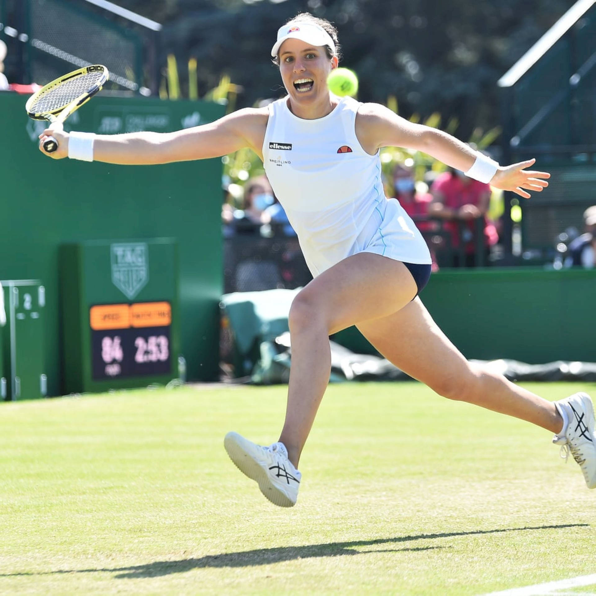 Johanna Konta Chasing Tennis Ball In High Intensity Match Background